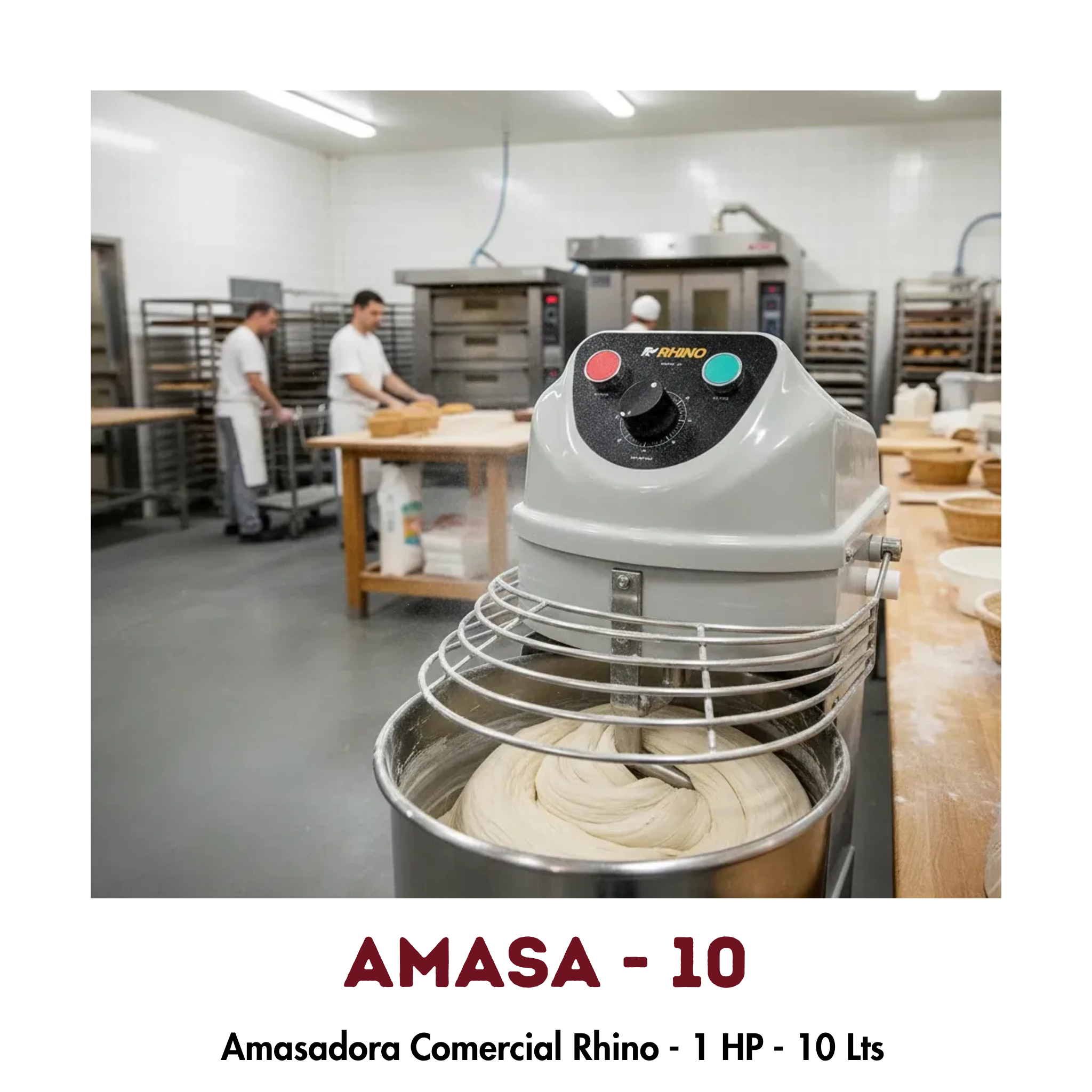 Amasadora Rhino AMASA-10 | 10 Litros, Doble Acción Giratoria, 1 HP