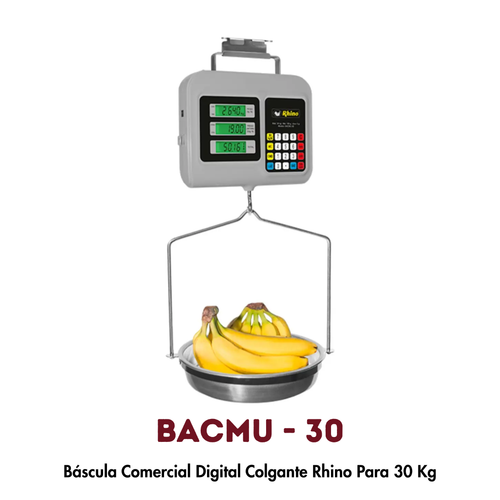 Báscula Colgante Rhino BACMU-30 | 30 kg, Doble Pantalla Peso-Precio-Total