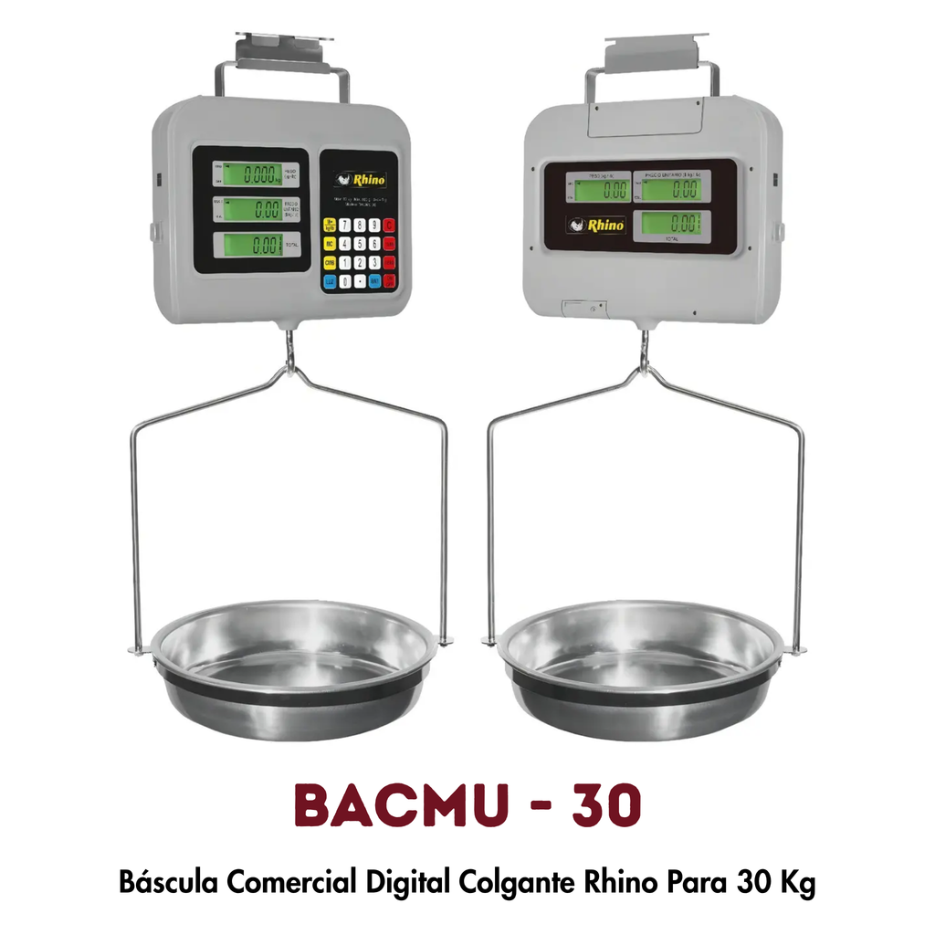 Báscula Colgante Rhino BACMU-30 | 30 kg, Doble Pantalla Peso-Precio-Total