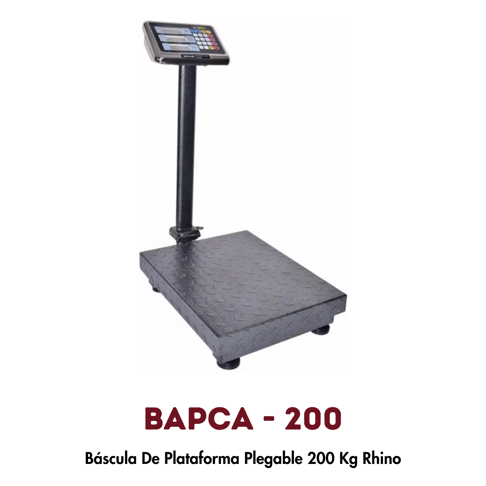 Báscula de Plataforma Plegable BAPCA-200 Rhino | 200 kg, Portátil y Antiderrapante