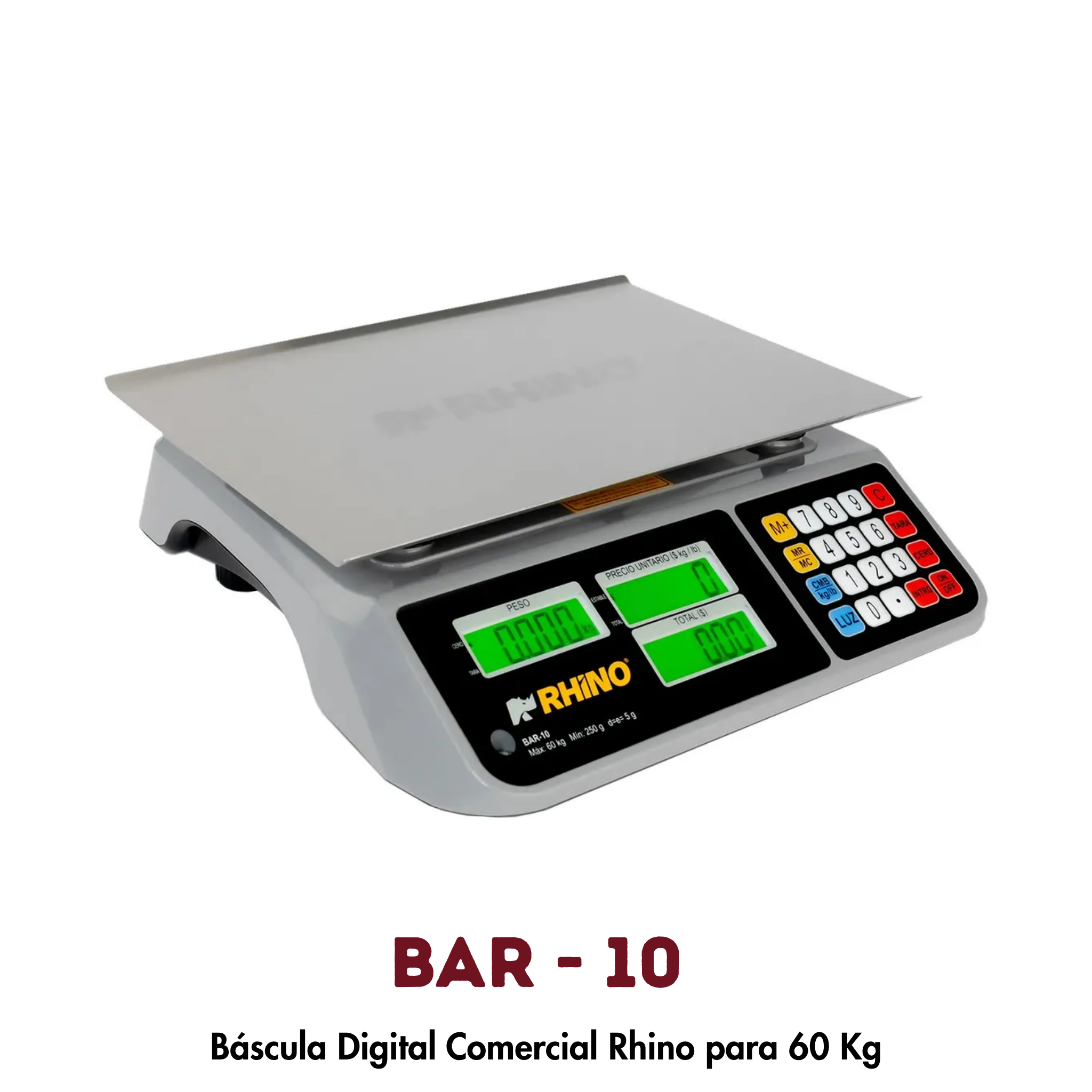 Báscula Rhino BAR-10 | 60 kg, Puerto USB para Conexión POS