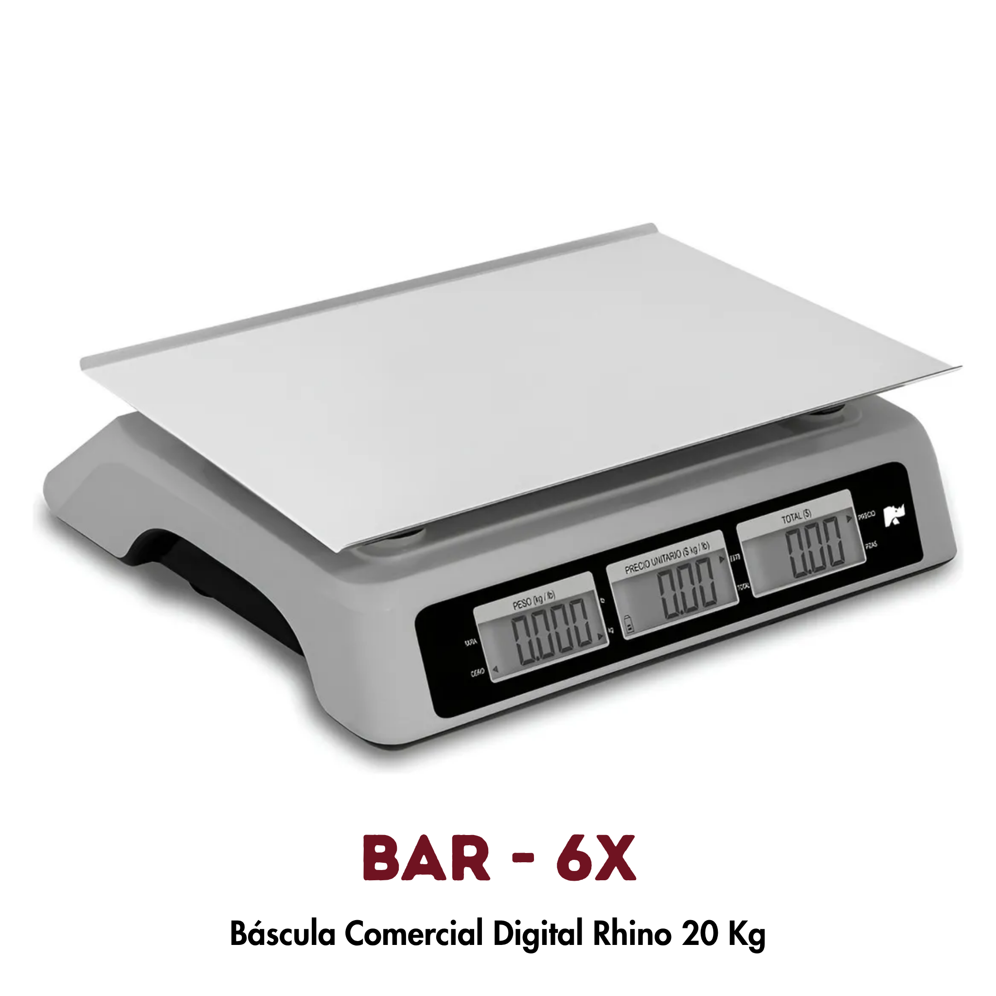 Báscula de Mostrador BAR-6X Rhino 20kg | Conteo de Piezas y Conexión POS