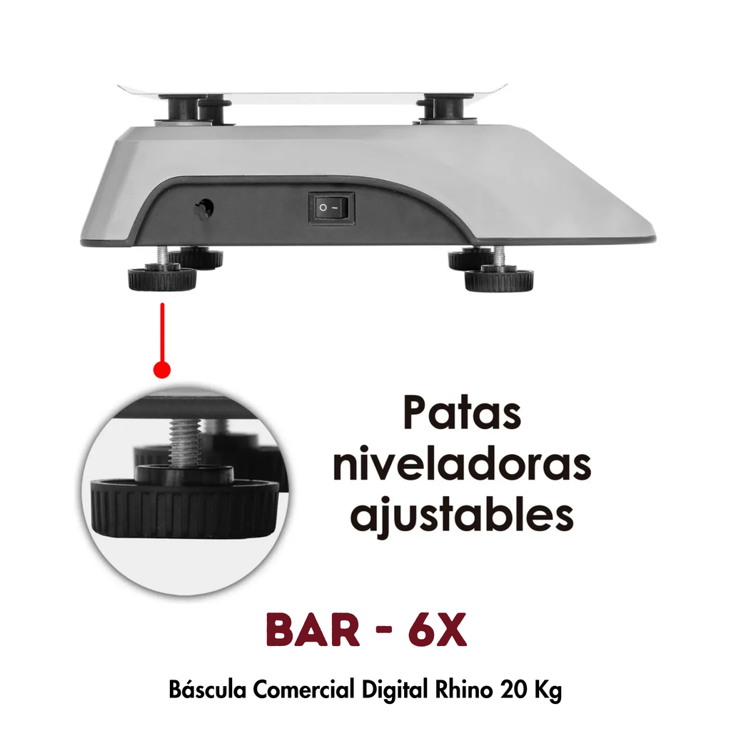 Báscula de Mostrador BAR-6X Rhino 20kg | Conteo de Piezas y Conexión POS