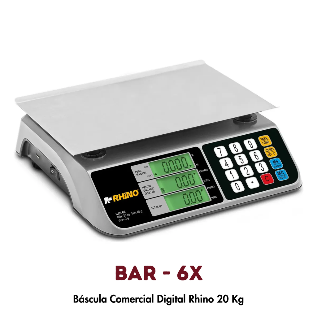 Báscula de Mostrador BAR-6X Rhino 20kg | Conteo de Piezas y Conexión POS