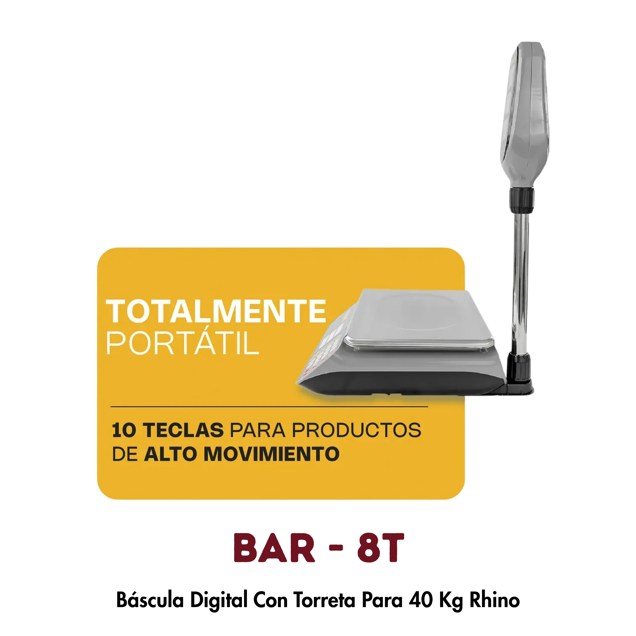 Báscula Rhino BAR-8T 40 kg | Función Caja Registradora y Torreta con Pantalla Dual