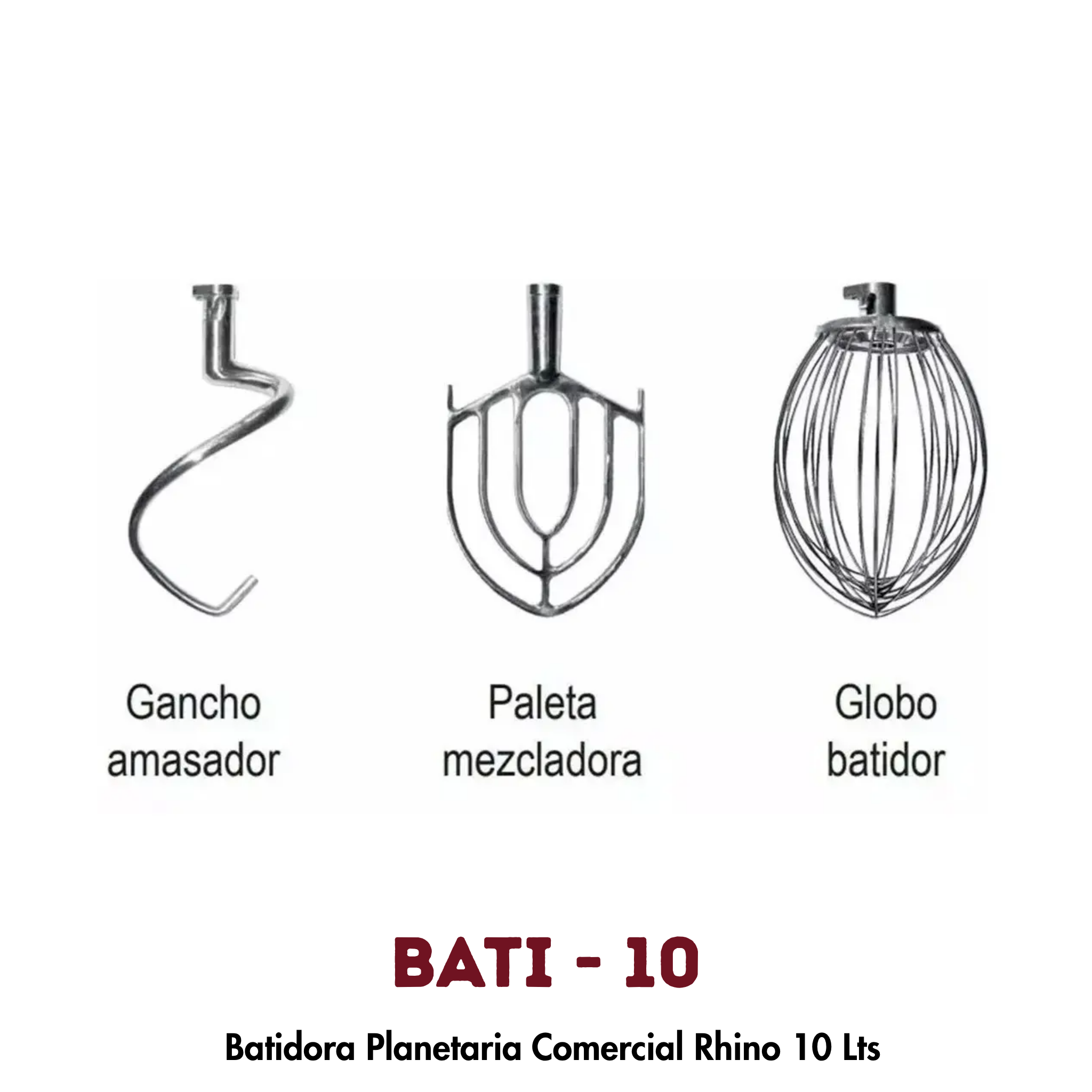 Batidora Planetaria Rhino BATI-10 | 10 Litros, Movimiento Planetario