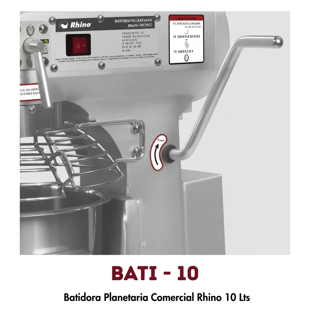 Batidora Planetaria Rhino BATI-10 | 10 Litros, Movimiento Planetario