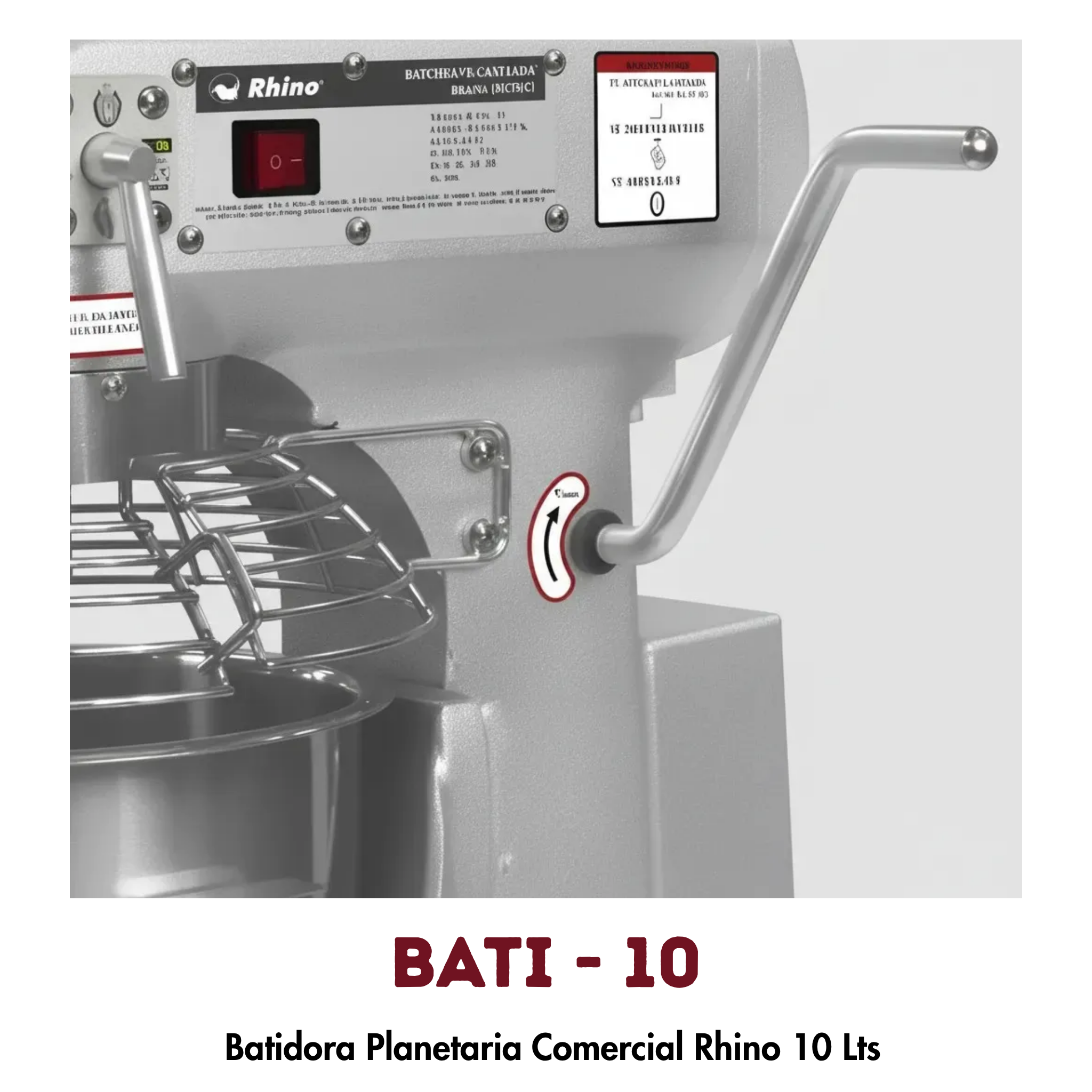 Batidora Planetaria Rhino BATI-10 | 10 Litros, Movimiento Planetario