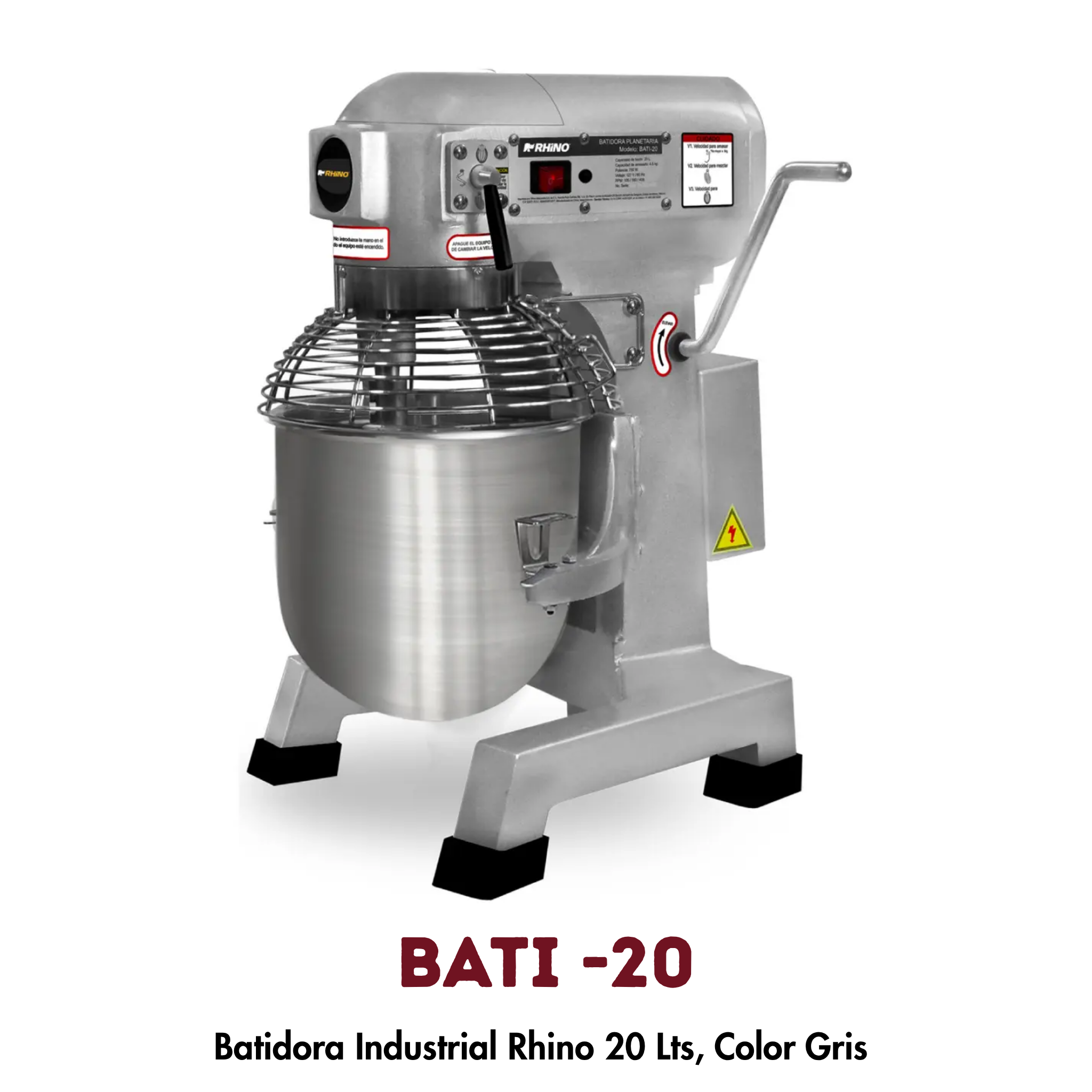 Batidora Planetaria Rhino BATI-20 | 20 Litros, Reja de Protección