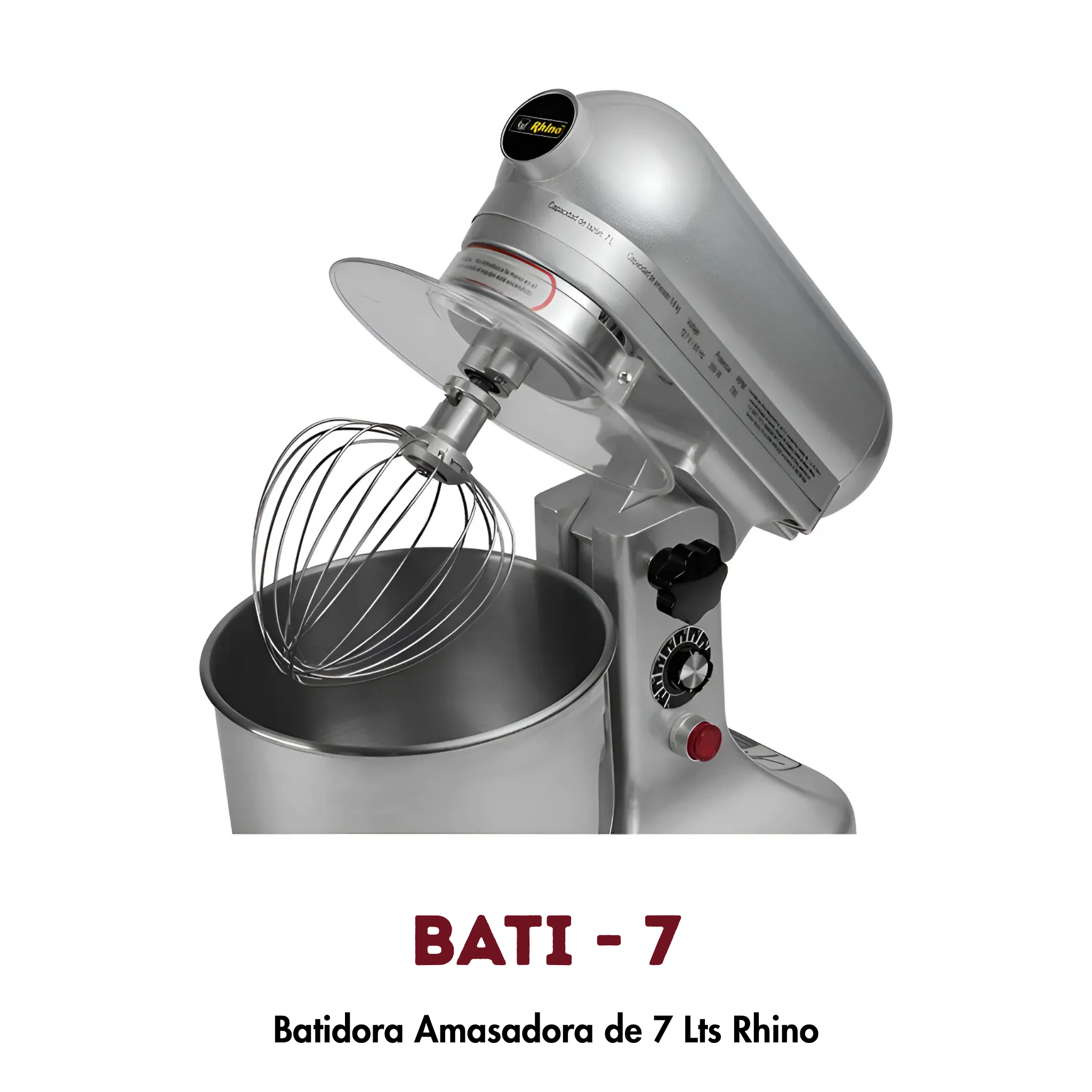 Batidora Planetaria BATI-7 Rhino | 7 Litros, 350W y 10 Velocidades