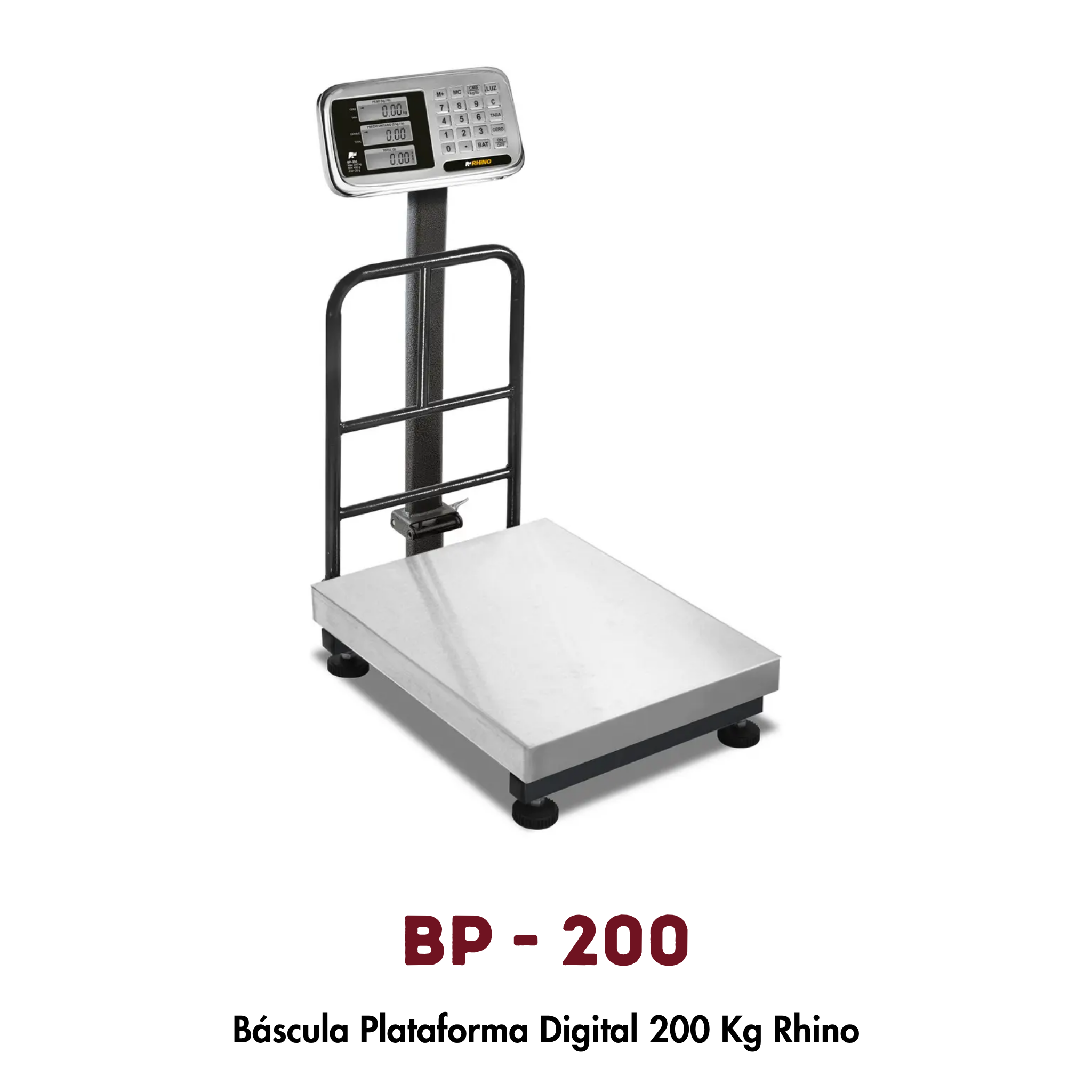 Báscula de Plataforma BP-200 Rhino | 200 kg, Función Tara y Acumulación