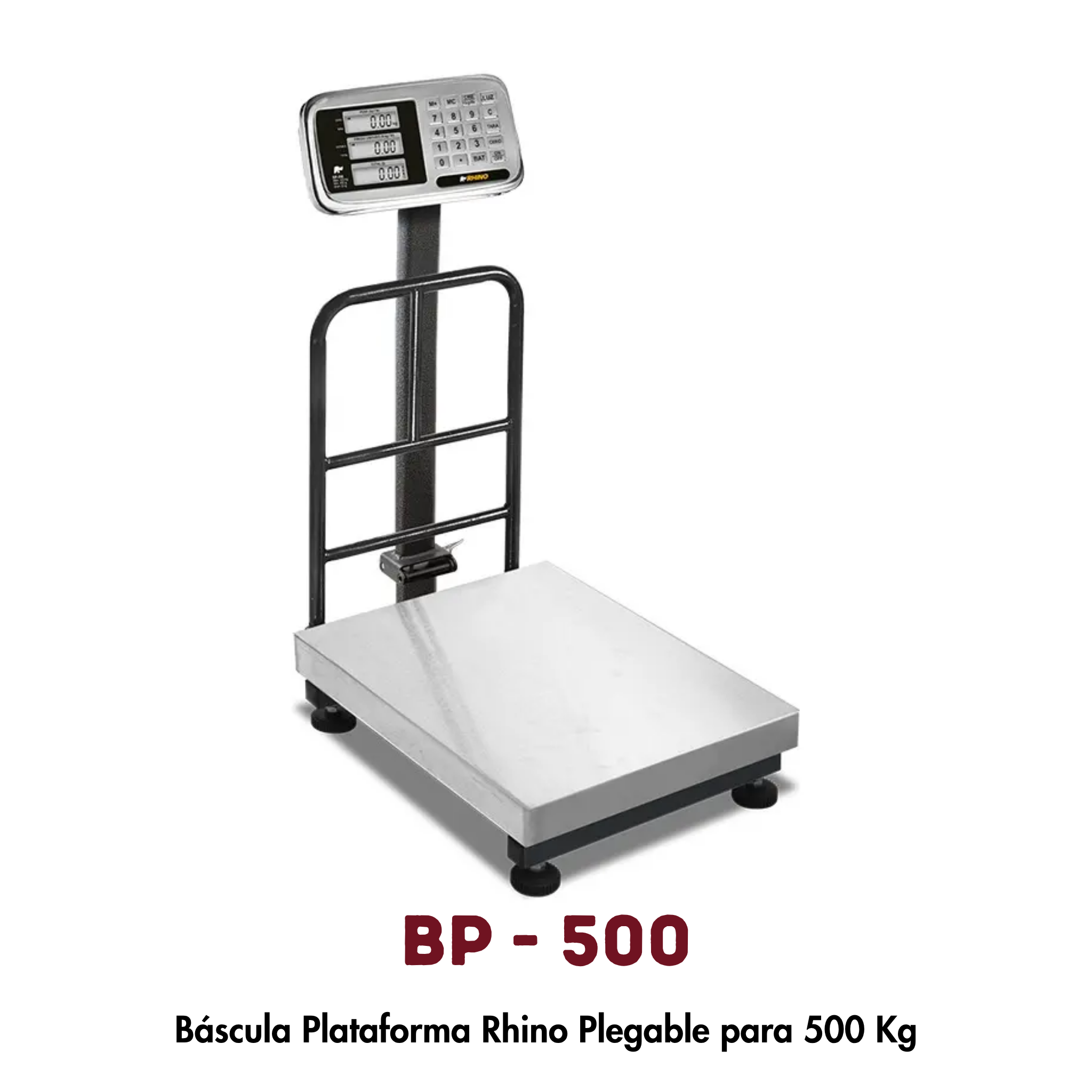 Báscula de Plataforma Rhino BP-500 | 500 kg, Plegable y Portátil