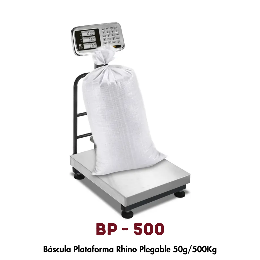 Báscula de Plataforma Rhino BP-500 | 500 kg, Plegable y Portátil