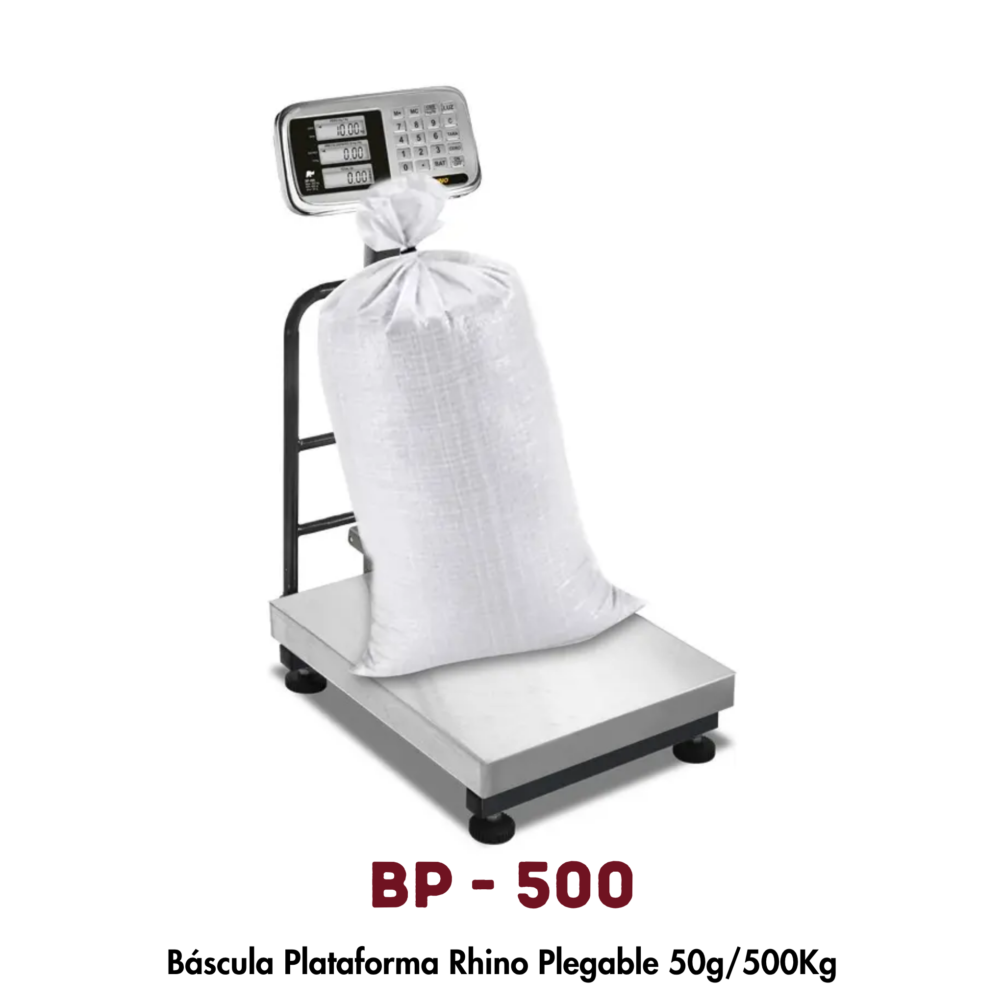 Báscula de Plataforma Rhino BP-500 | 500 kg, Plegable y Portátil