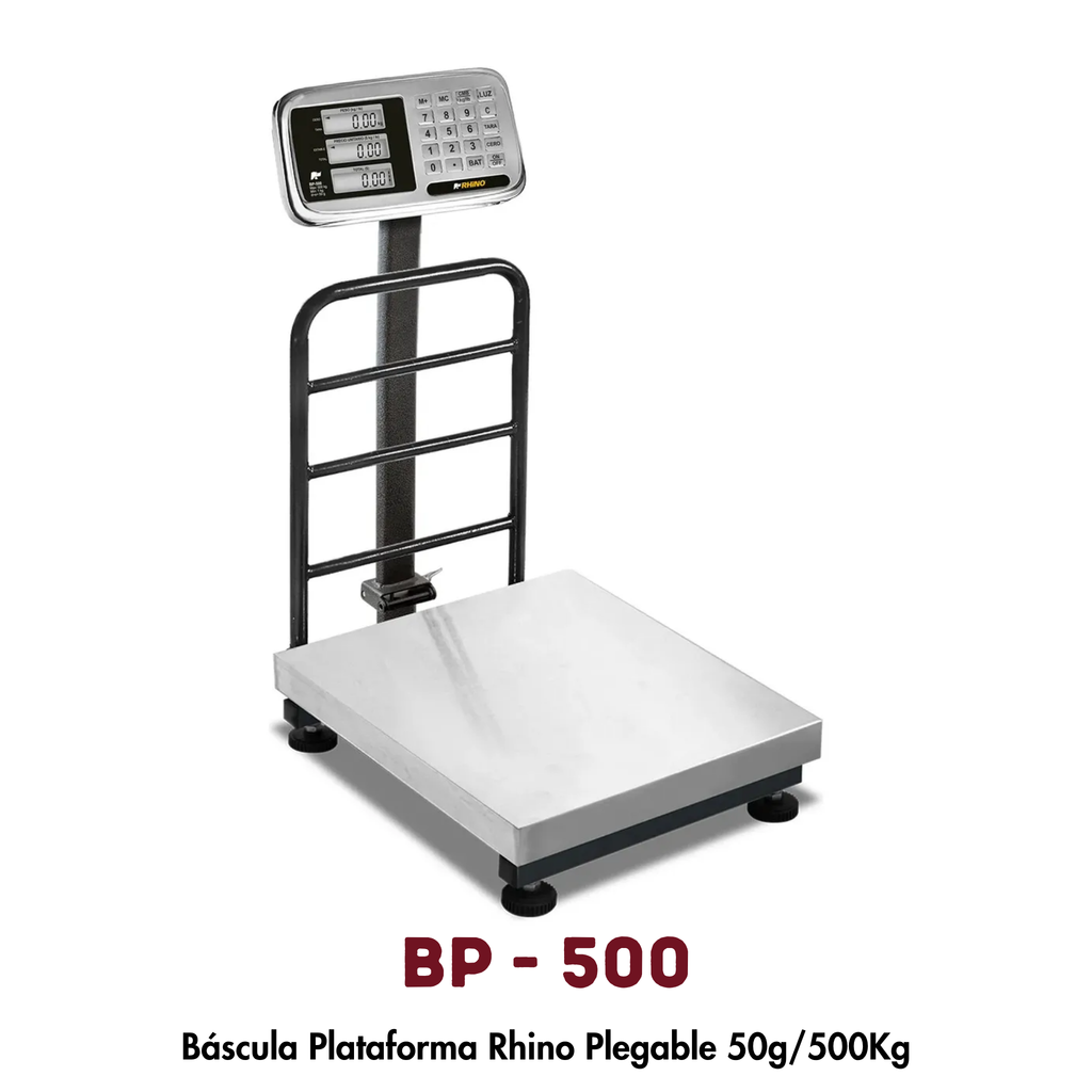 Báscula de Plataforma Rhino BP-500 | 500 kg, Plegable y Portátil