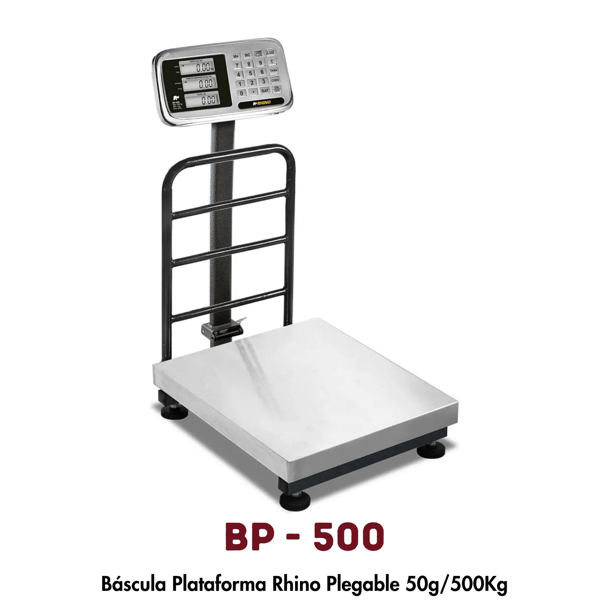 Báscula de Plataforma Rhino BP-500 | 500 kg, Plegable y Portátil
