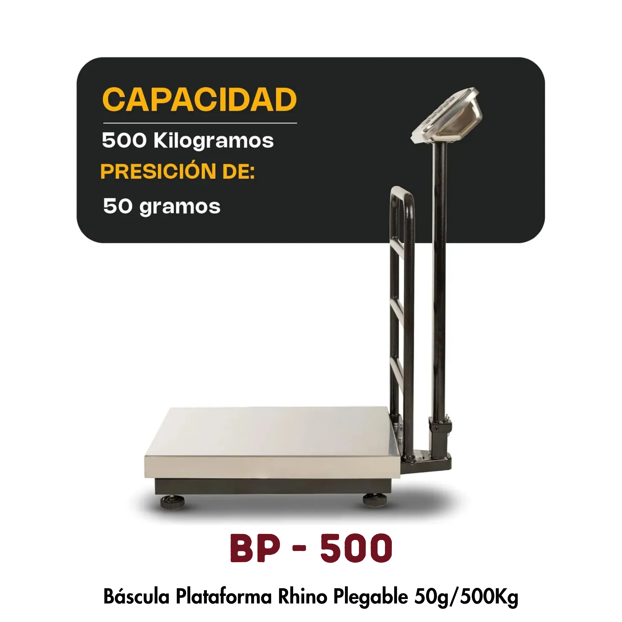 Báscula de Plataforma Rhino BP-500 | 500 kg, Plegable y Portátil