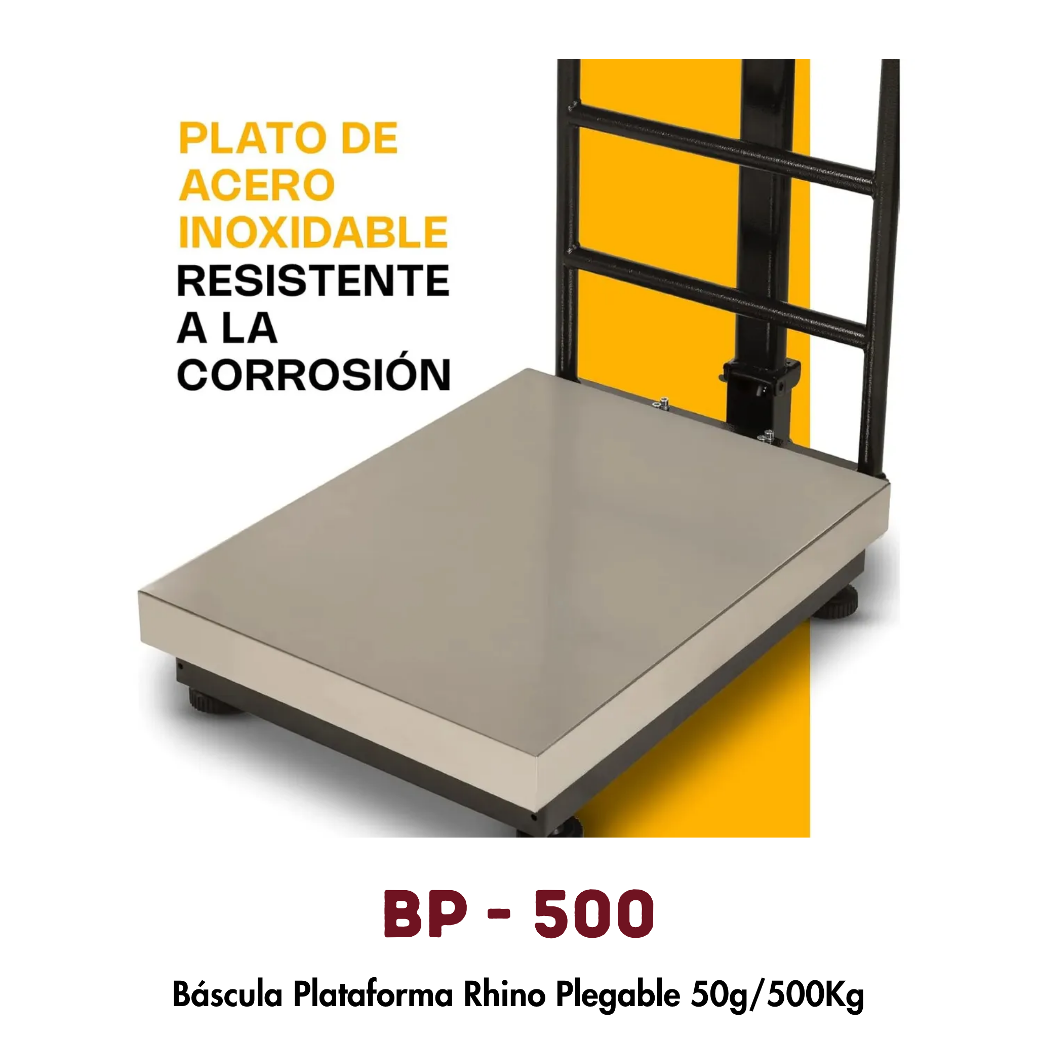 Báscula de Plataforma Rhino BP-500 | 500 kg, Plegable y Portátil