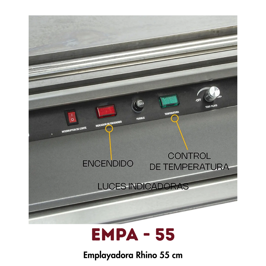 Emplayadora Rhino EMPA-55 | Eléctrica, Rollo hasta 55cm, Acero Inoxidable