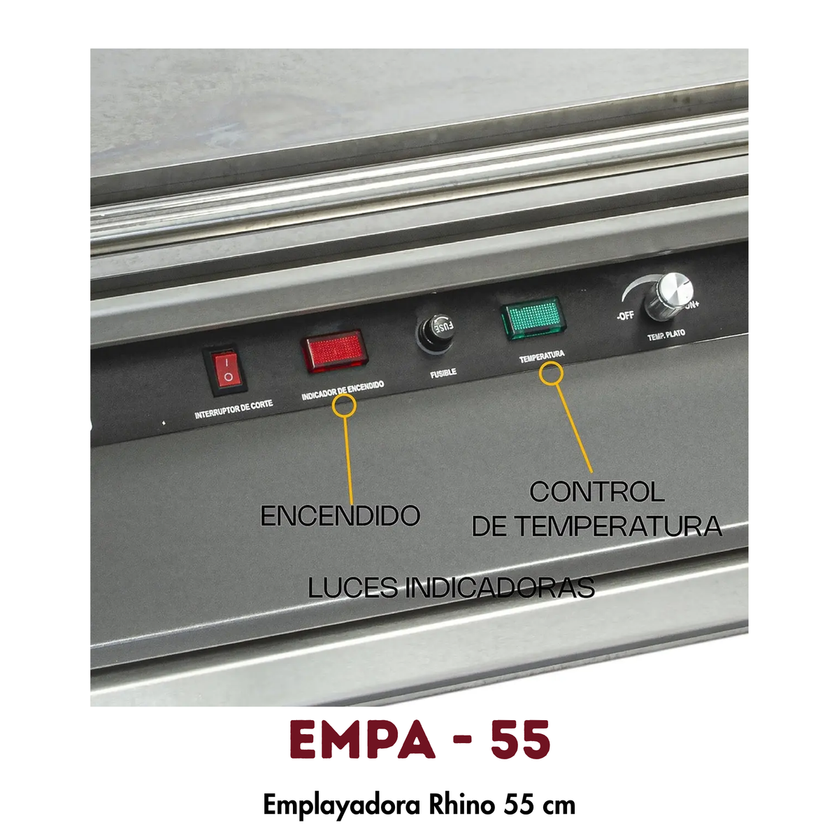 Emplayadora Rhino EMPA-55 | Eléctrica, Rollo hasta 55cm, Acero Inoxidable