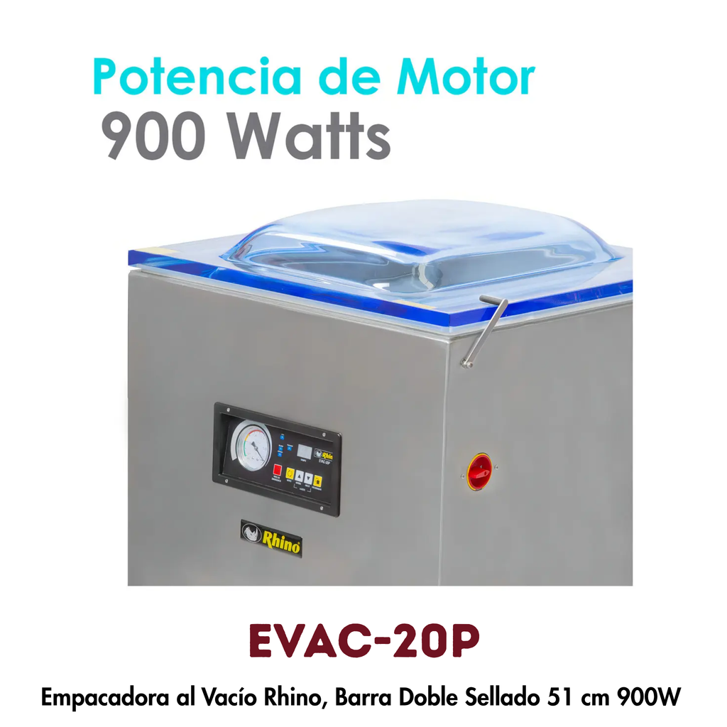 Empacadora al Vacío Rhino EVAC-20P | Doble Sellado, Bomba 20 m³/h