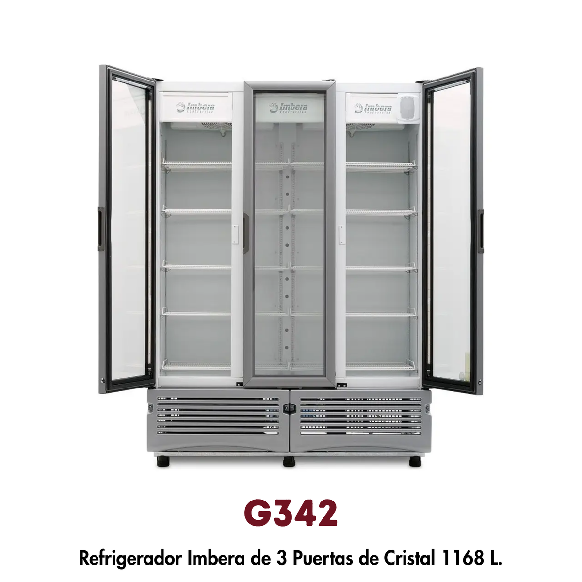 Refrigerador Imbera G342 | 42 Pies³, 3 Puertas de Cristal