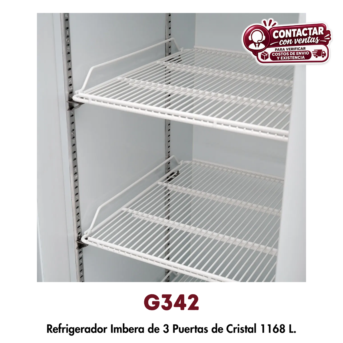 Refrigerador Imbera G342 | 42 Pies³, 3 Puertas de Cristal