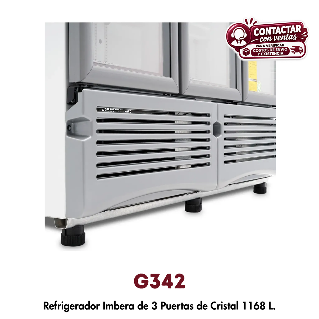 Refrigerador Imbera G342 | 42 Pies³, 3 Puertas de Cristal