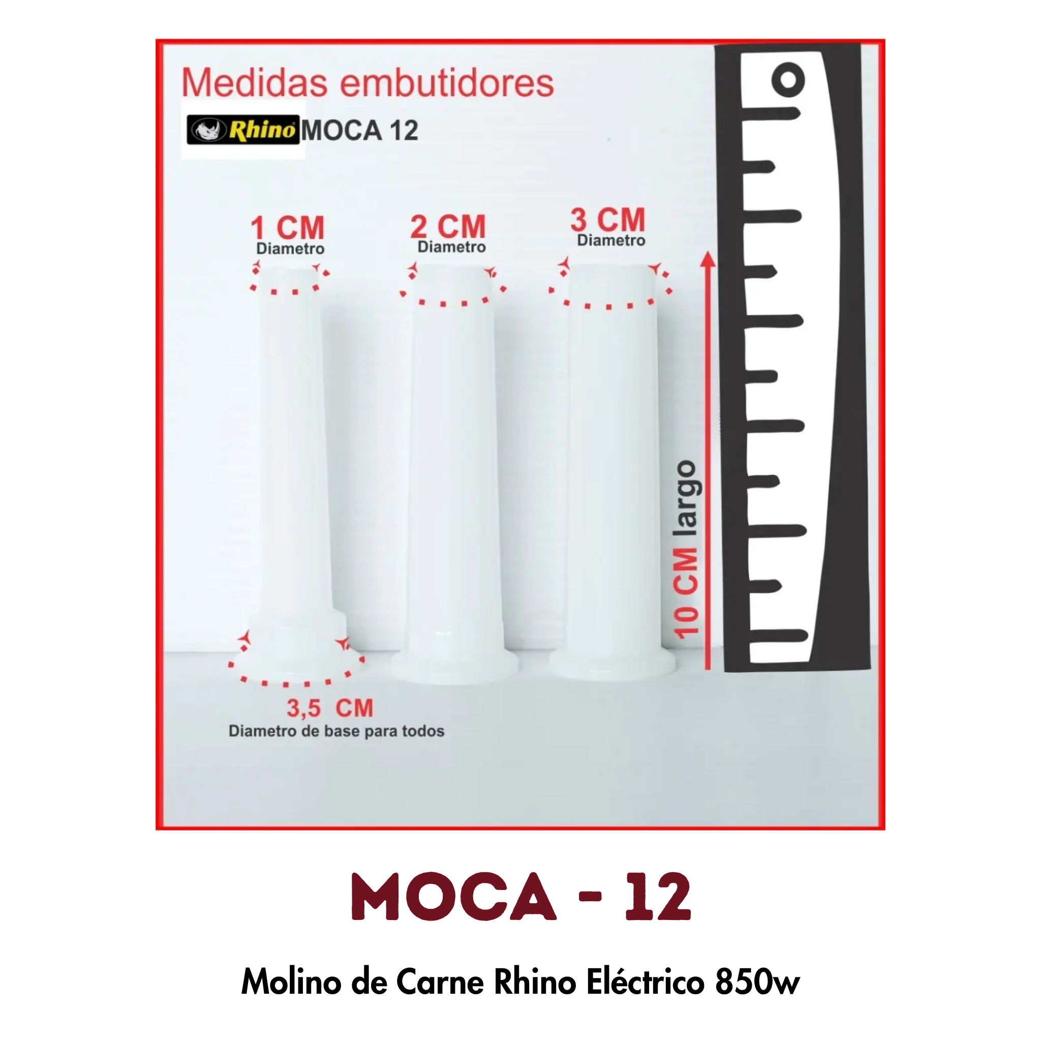 Molino para Carne Rhino MOCA-12 | 1 HP, Acero Inoxidable Grado Alimenticio