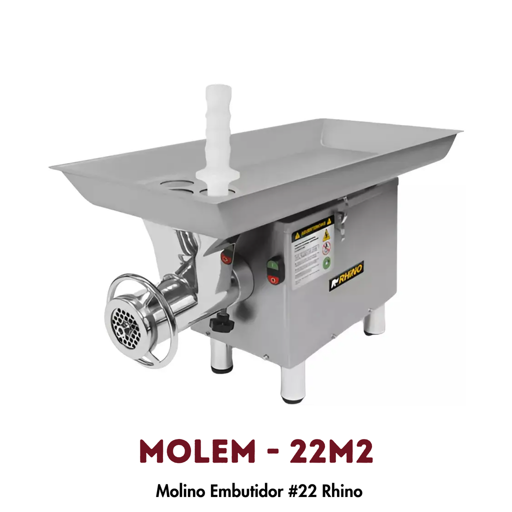 Molino Embutidor Rhino MOLEM-22M2 | 2 HP, 216 kg/hr, Acero Inoxidable