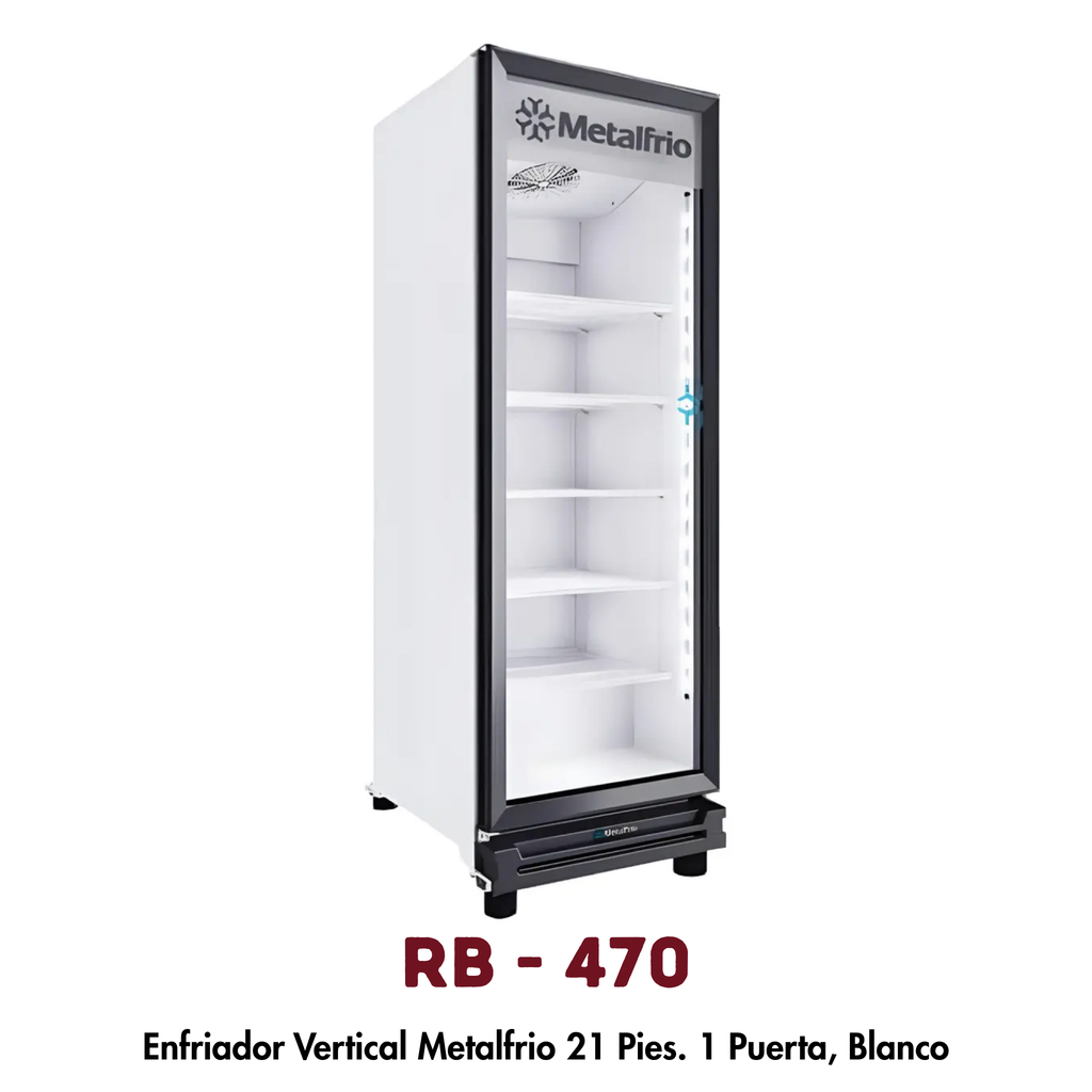 Enfriador Vertical Metalfrio RB470 | 605 L, 1 Puerta de Cristal