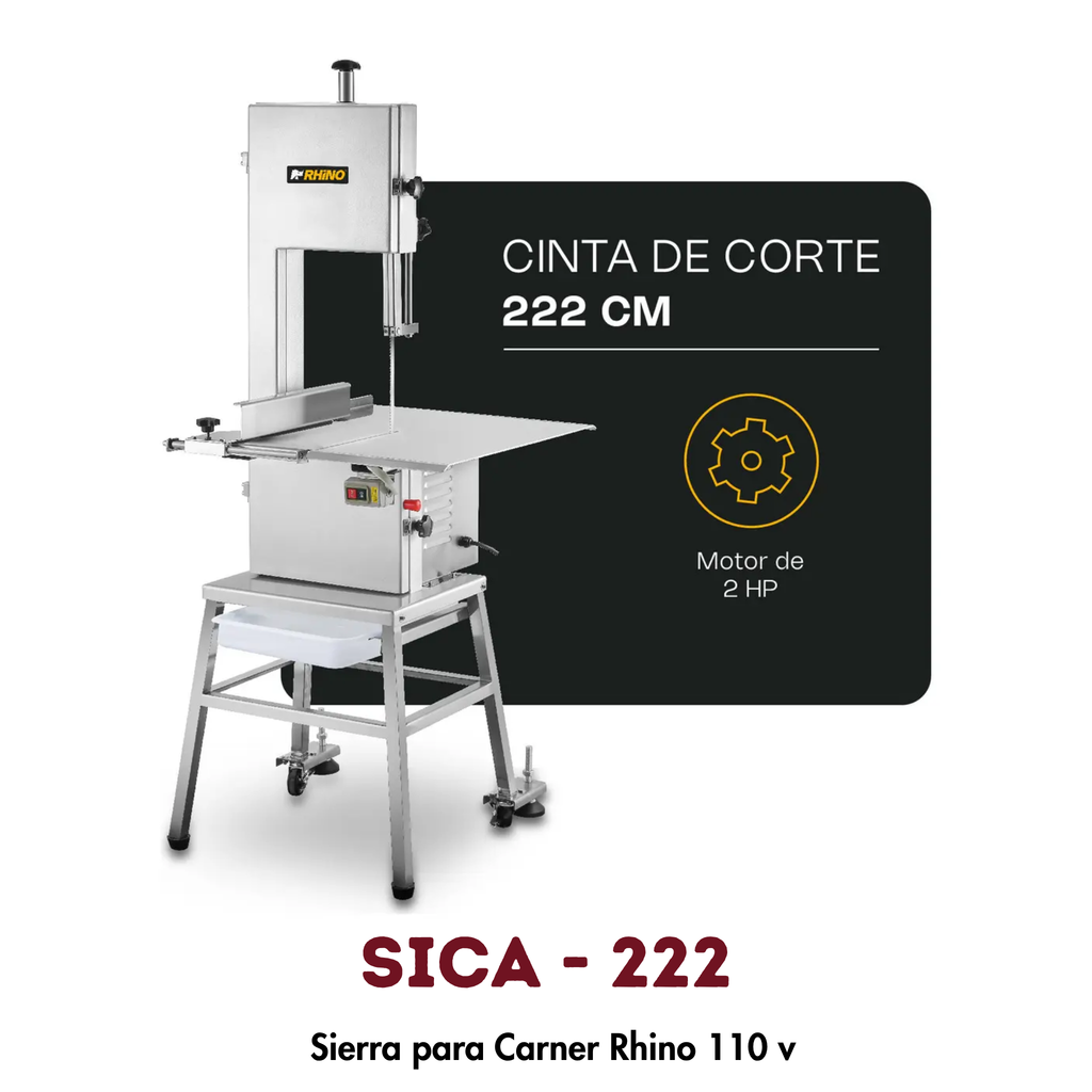 Sierra Carnicera Rhino SICA-222 | Cinta 222cm, Motor 2 HP