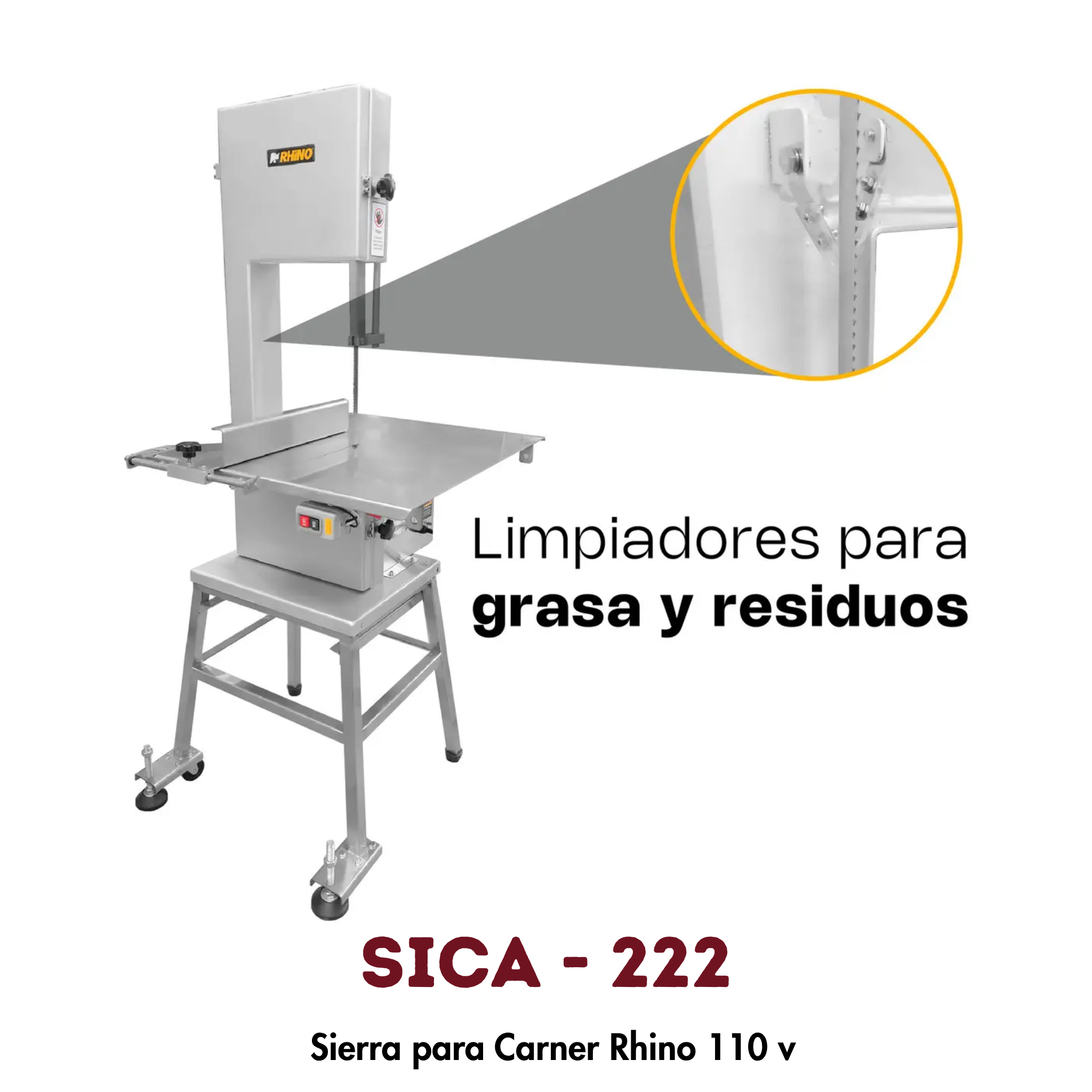 Sierra Carnicera Rhino SICA-222 | Cinta 222cm, Motor 2 HP