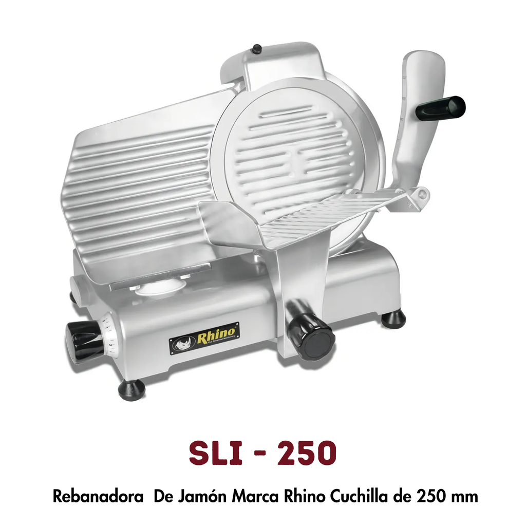 Rebanadora Eléctrica Rhino SLI-250 | Cuchilla 250mm, Espesor Ajustable