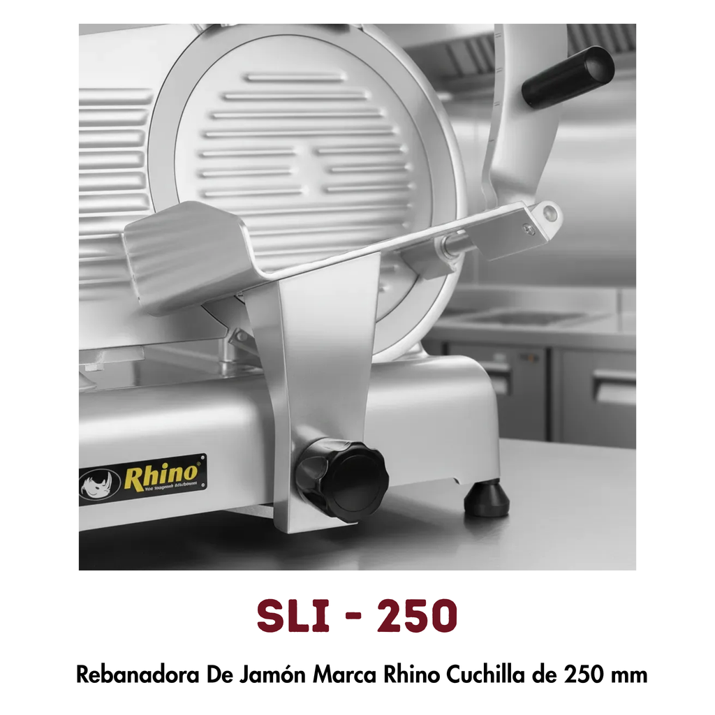 Rebanadora Eléctrica Rhino SLI-250 | Cuchilla 250mm, Espesor Ajustable