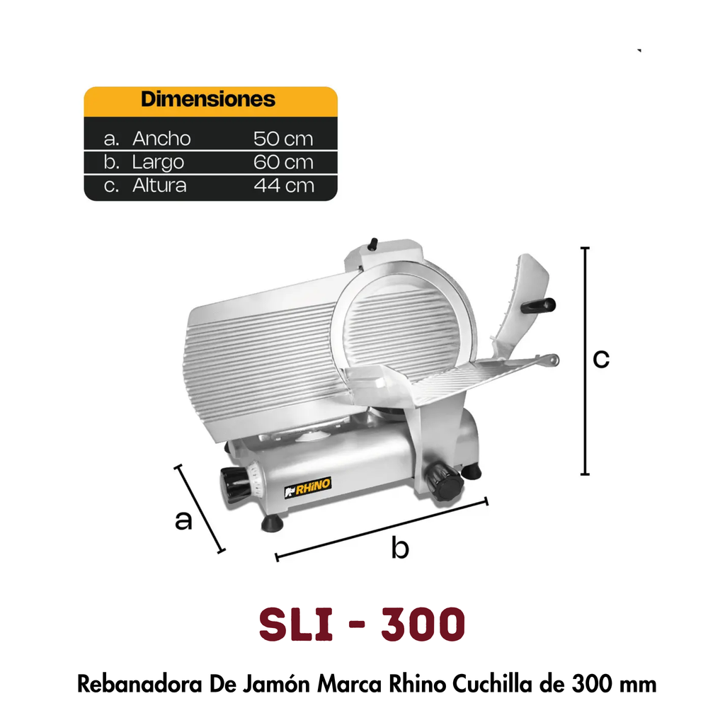 Rebanadora Eléctrica Rhino SLI-300 | Cuchilla 300mm, Motor 1/3 HP
