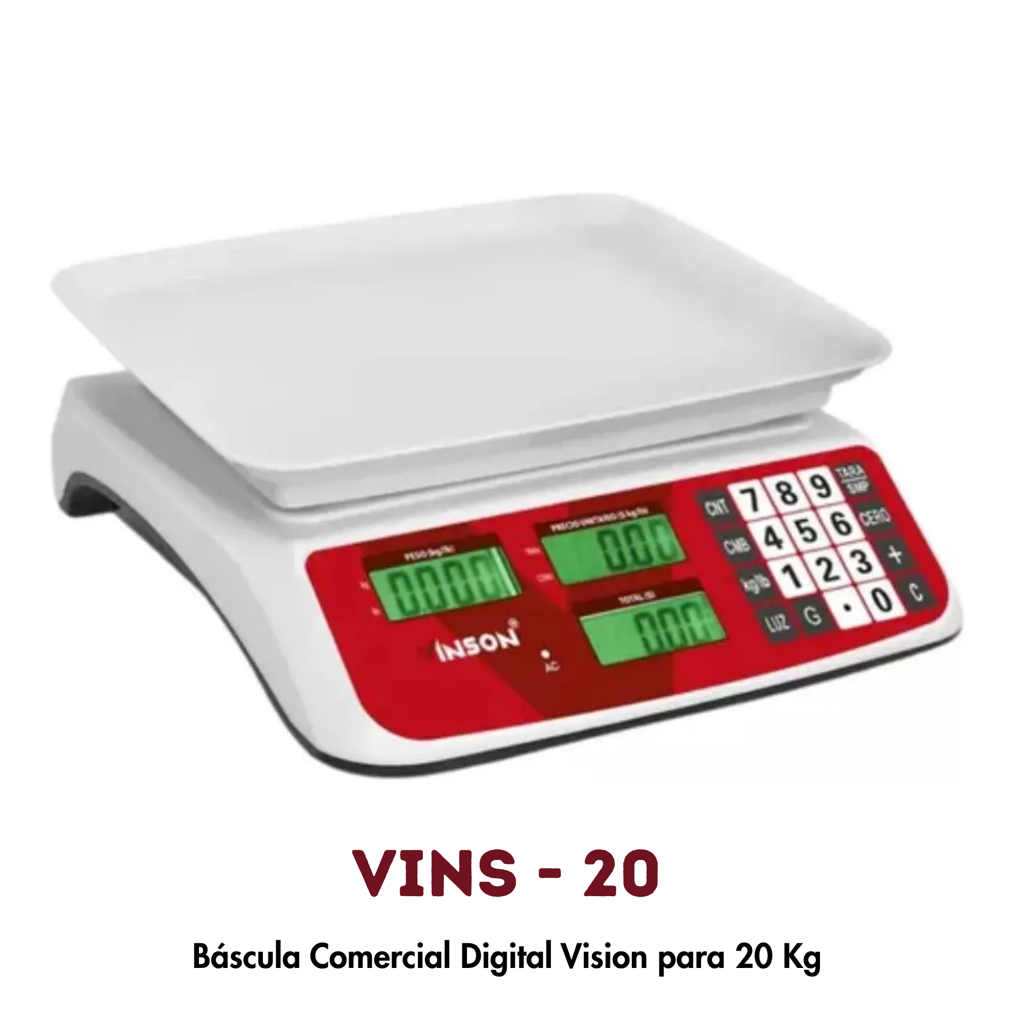 Báscula Vins-20 | Conteo de Piezas, Función Tara y Cambio de Unidades Kg/Lb