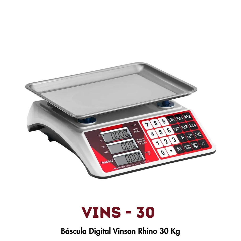 Báscula VINSON VINS-30 | 30 kg, Conteo de Piezas y 4 Memorias