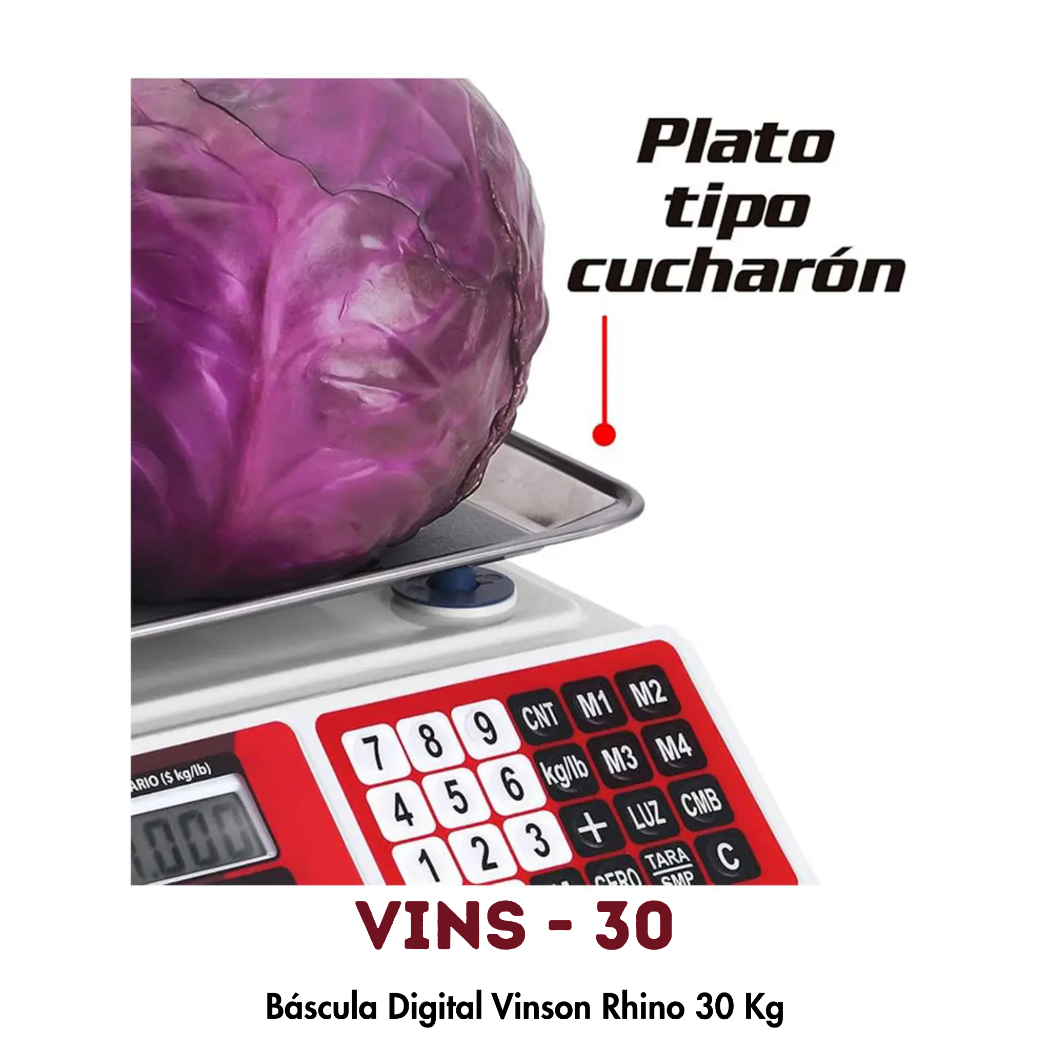 Báscula VINSON VINS-30 | 30 kg, Conteo de Piezas y 4 Memorias