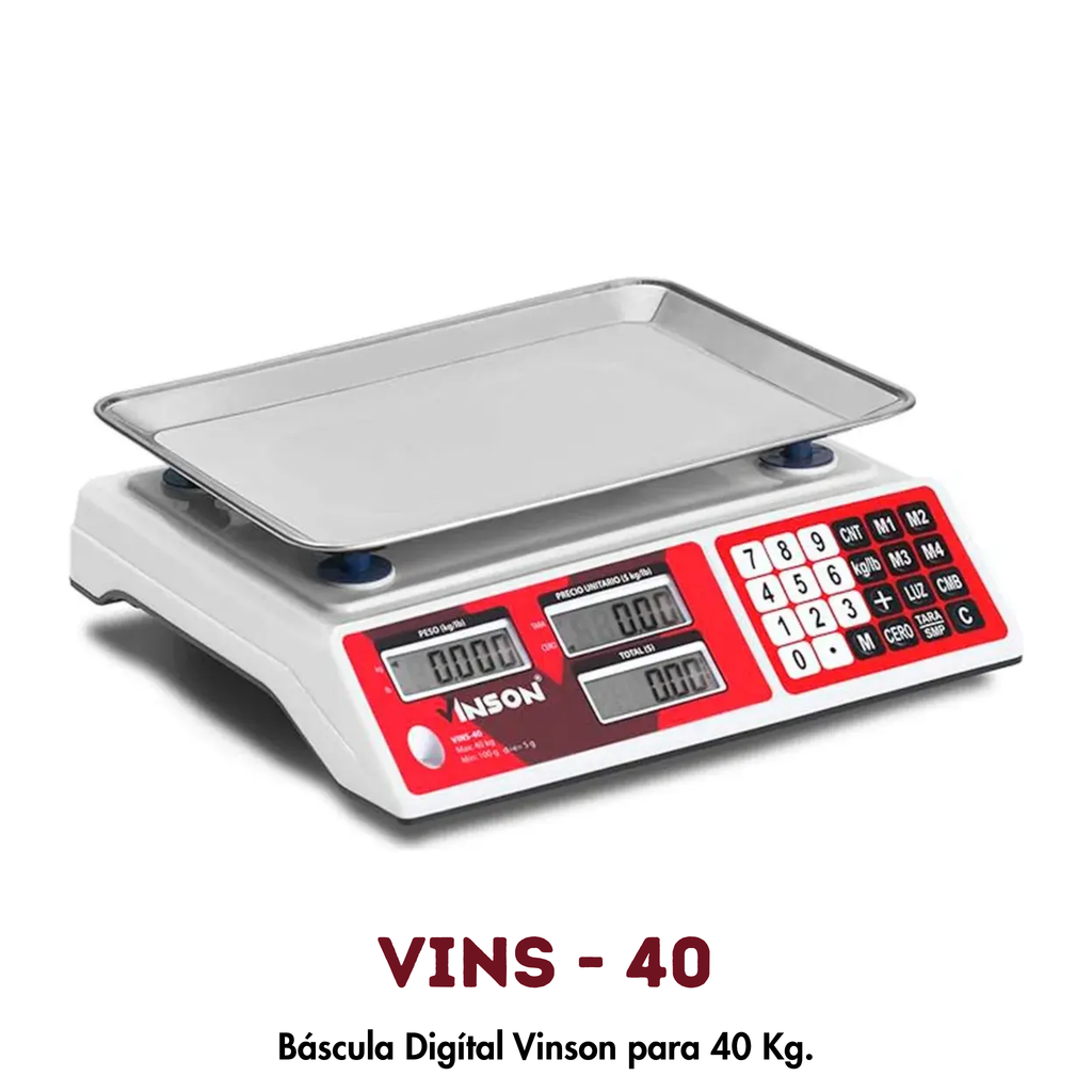 Báscula Vinson VINS-40 | 40 kg, Caja Registradora y Contadora