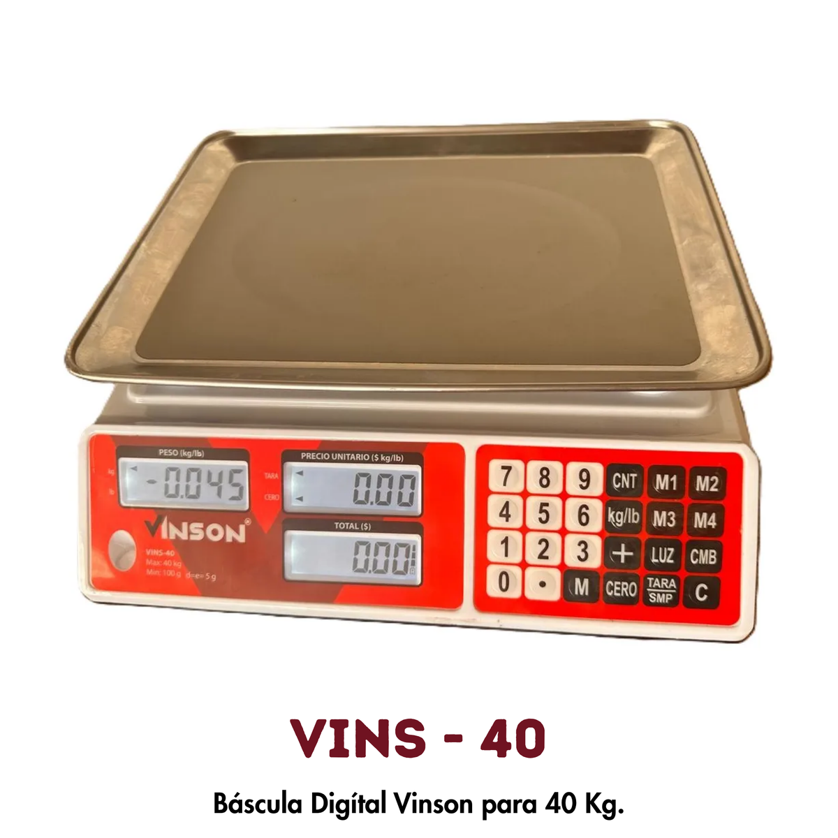 Báscula Vinson VINS-40 | 40 kg, Caja Registradora y Contadora