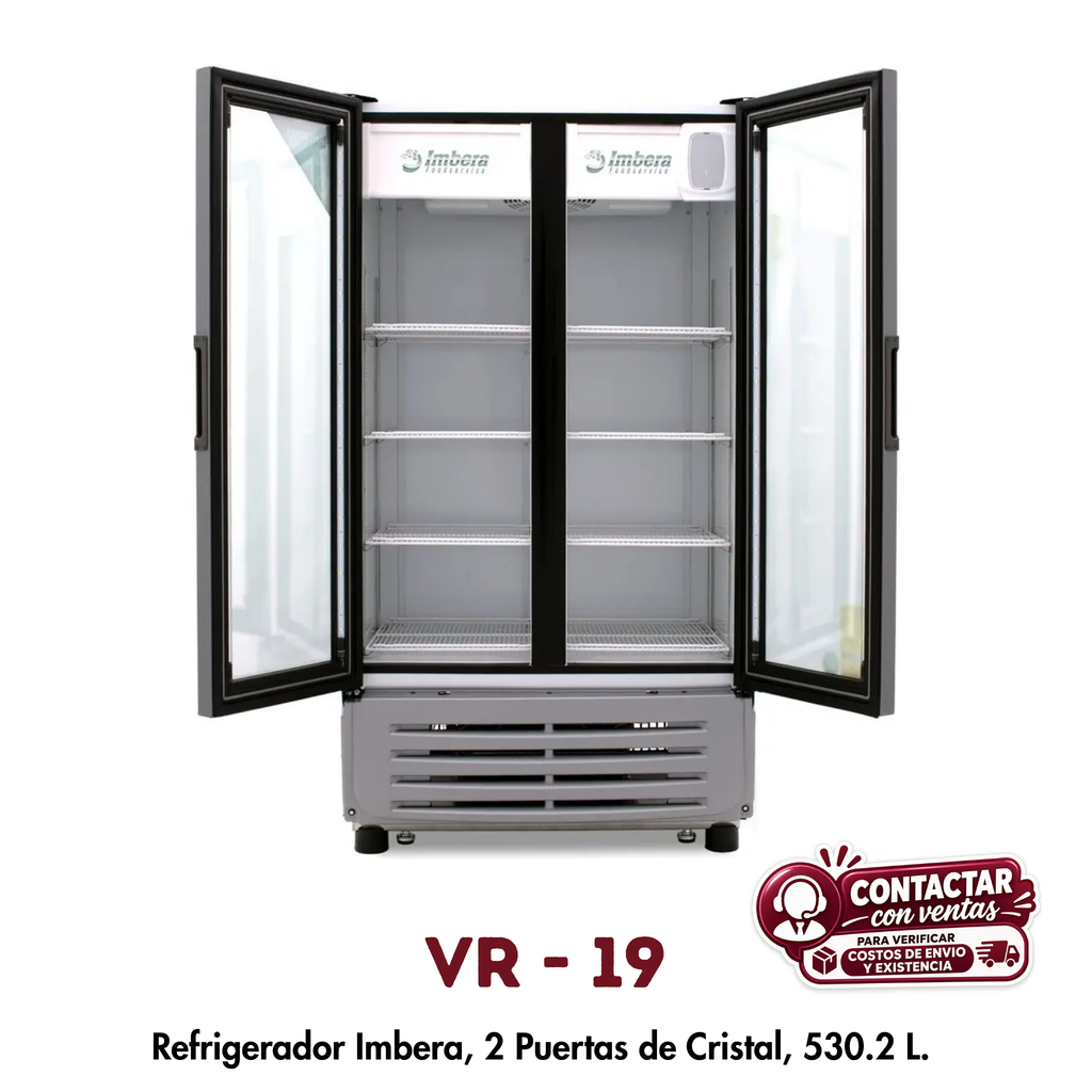 Refrigerador Imbera VR-19 | 19 Pies³, 2 Puertas de Cristal