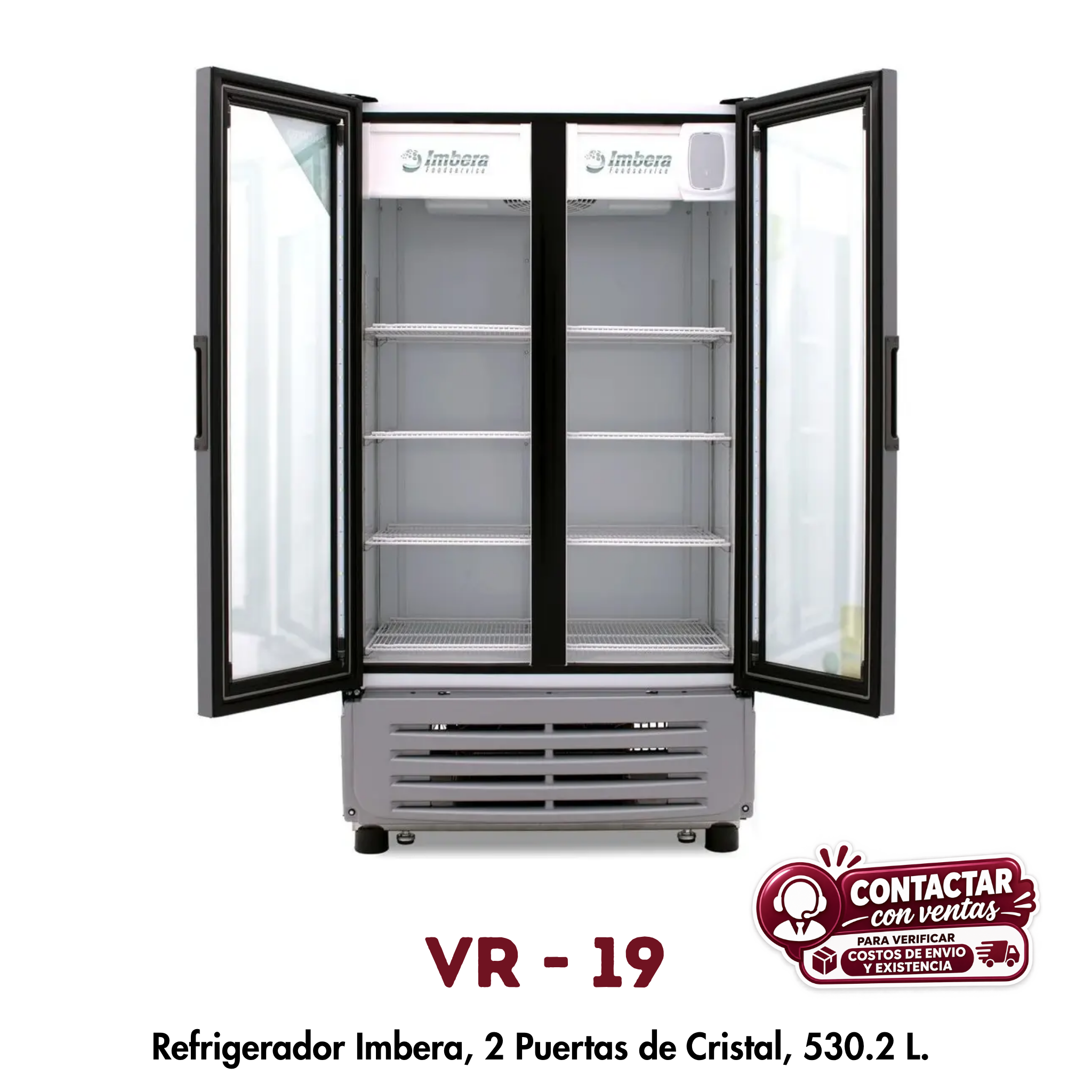 Refrigerador Imbera VR-19 | 19 Pies³, 2 Puertas de Cristal