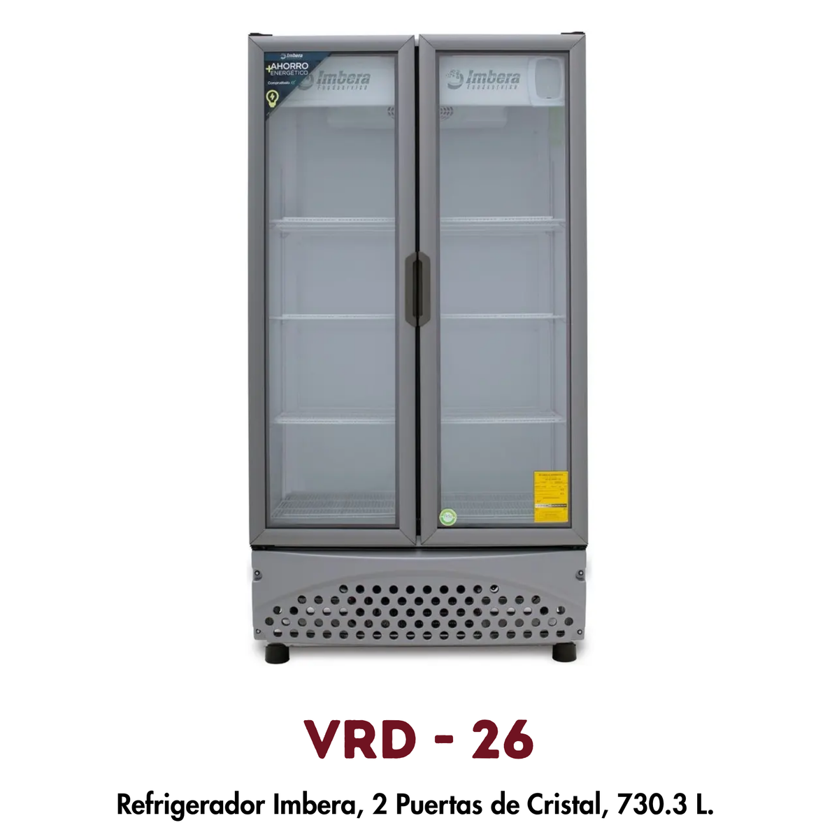Refrigerador Imbera VRD-26 | 26 Pies³, 2 Puertas de Cristal