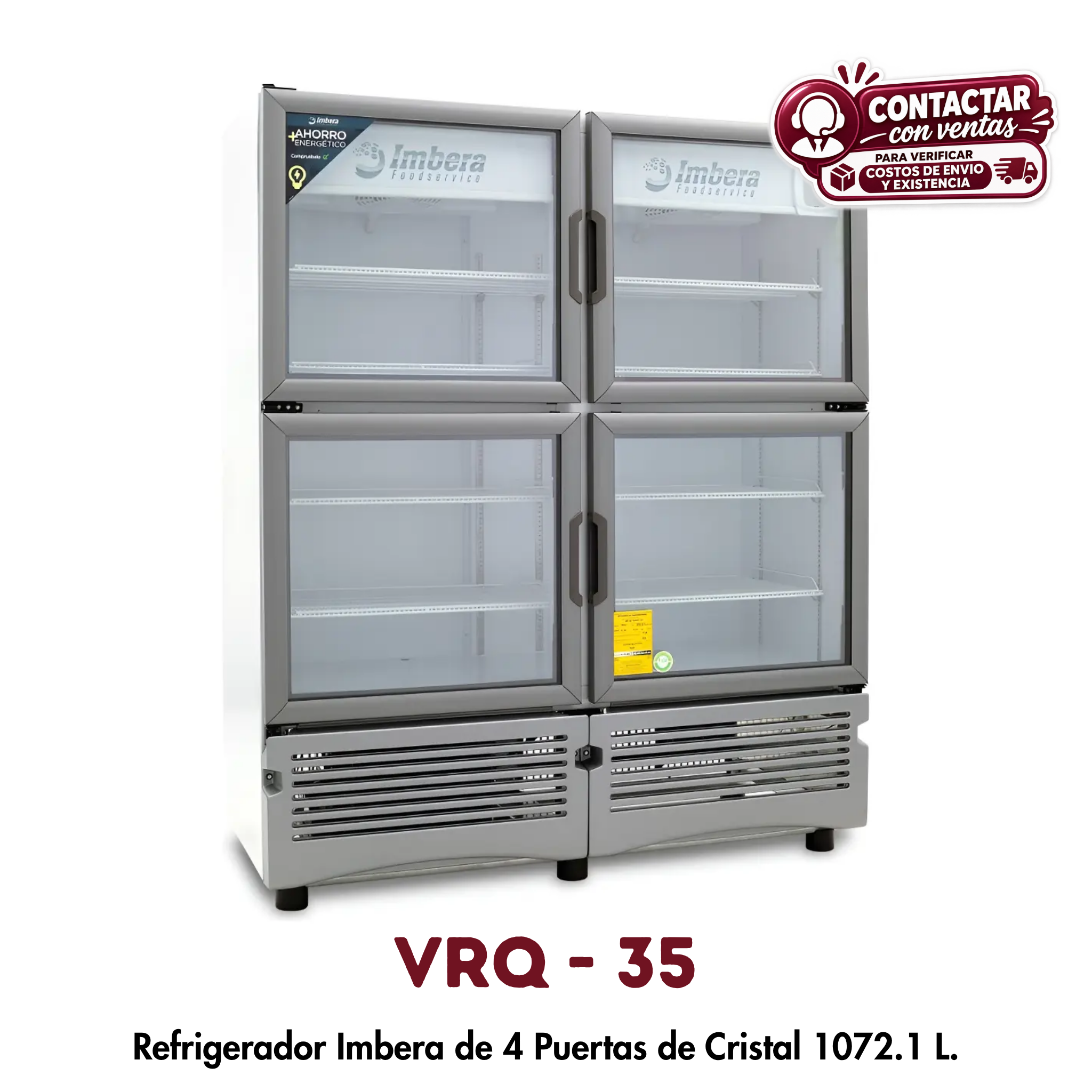 Refrigerador Imbera VRQ-35 | 35 Pies³, 4 Puertas de Cristal