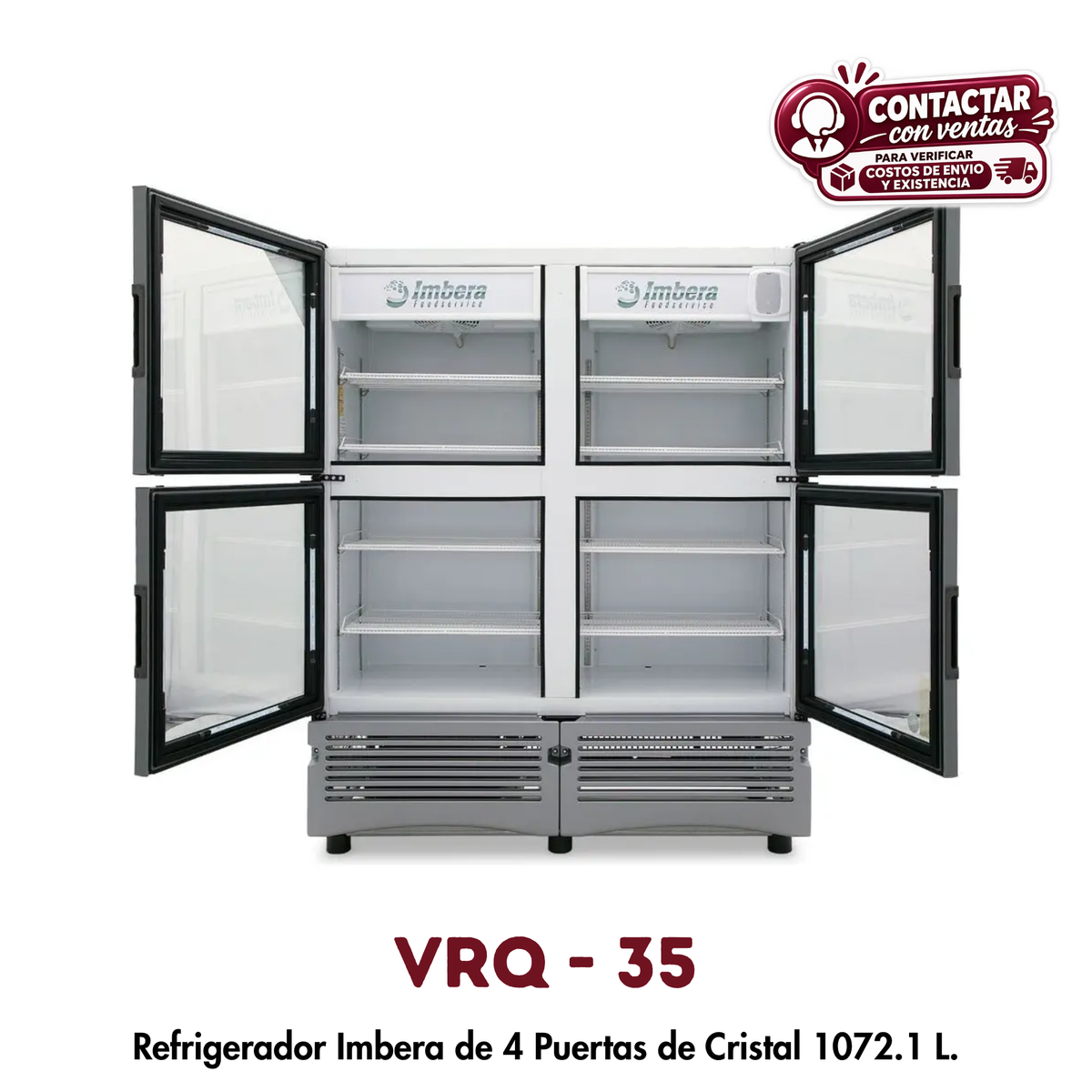 Refrigerador Imbera VRQ-35 | 35 Pies³, 4 Puertas de Cristal