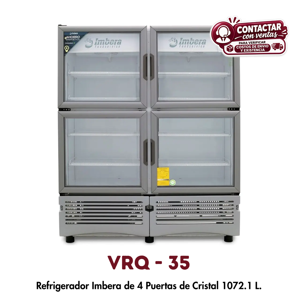 Refrigerador Imbera VRQ-35 | 35 Pies³, 4 Puertas de Cristal