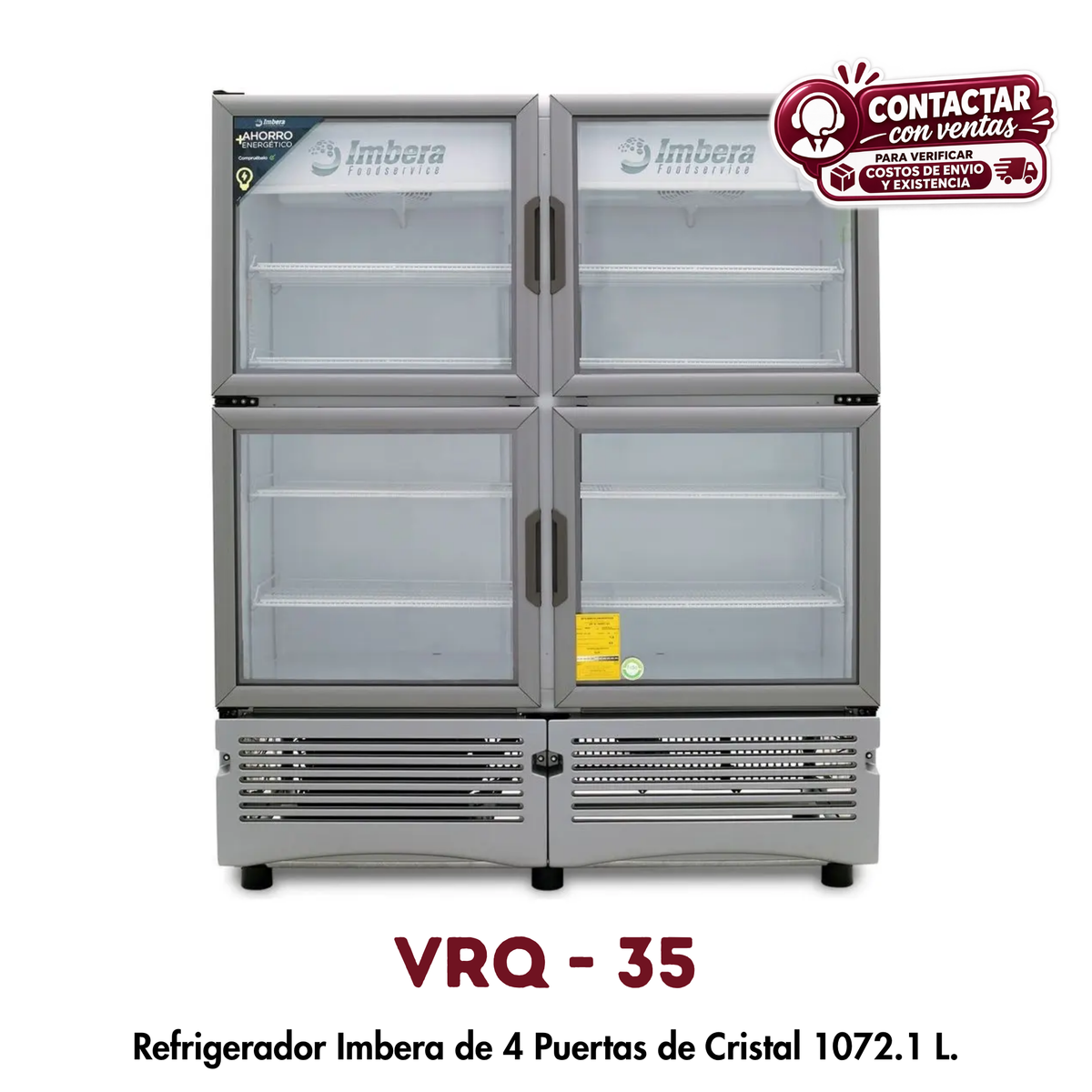 Refrigerador Imbera VRQ-35 | 35 Pies³, 4 Puertas de Cristal